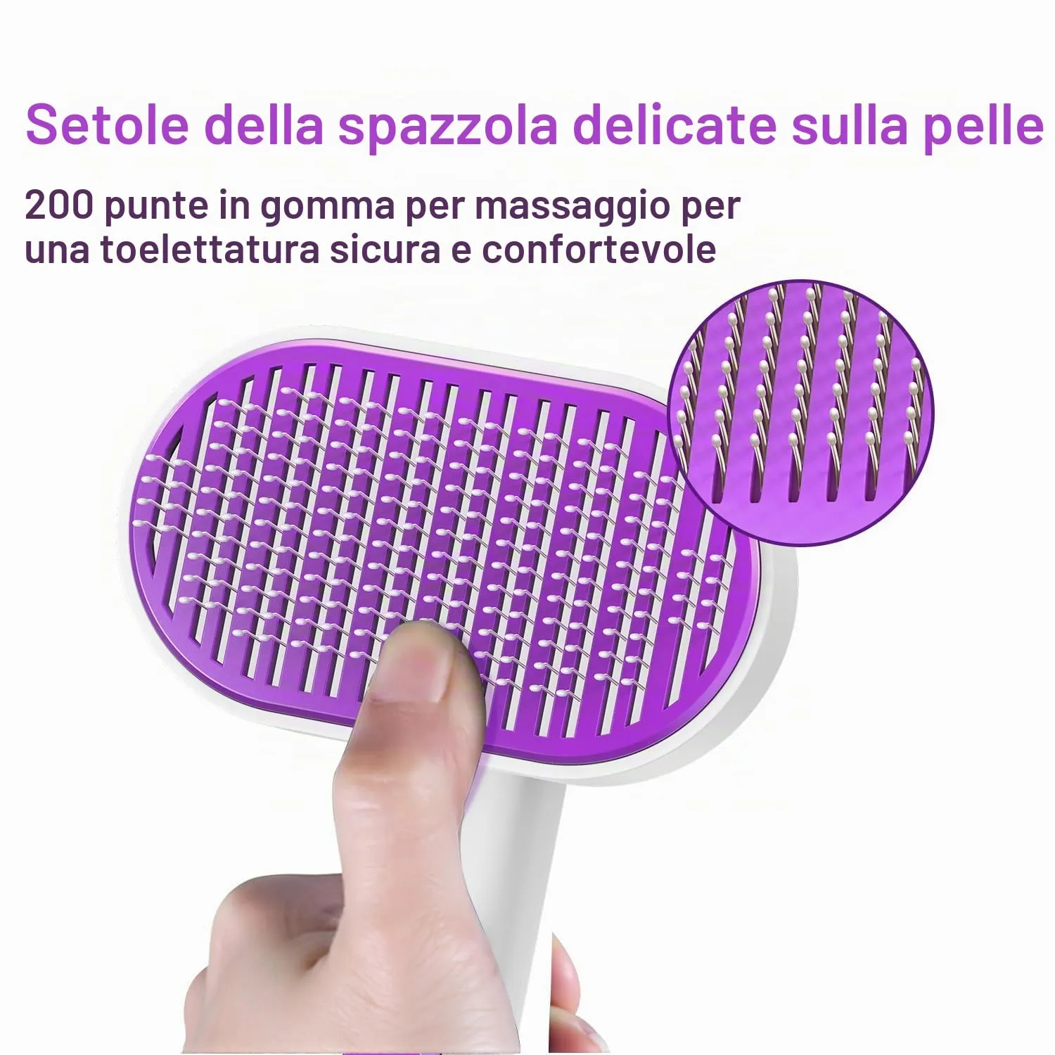 ACE2ACE Spazzola Autopulente per Cani e Gatti, Pelo Lungo e Corto, Bianco - immagine 3