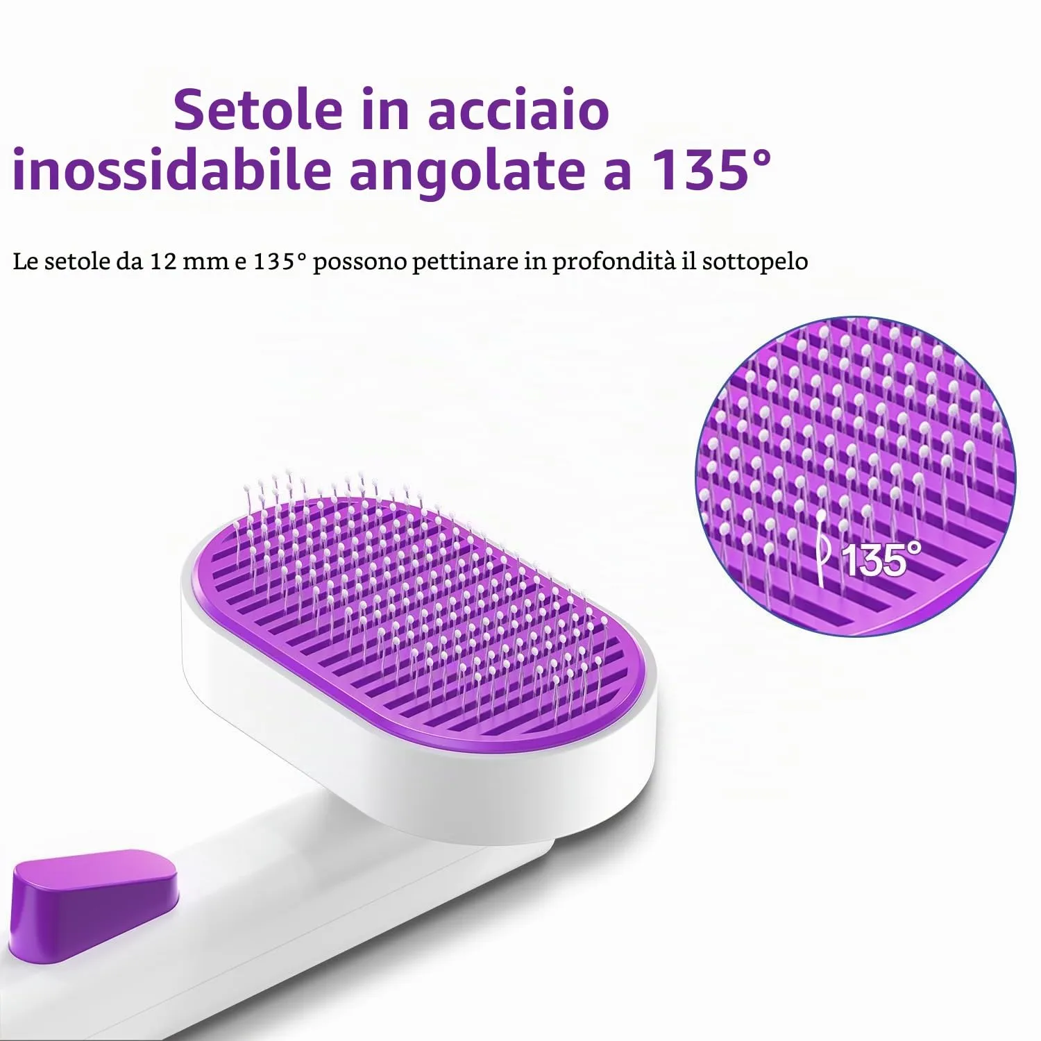 ACE2ACE Spazzola Autopulente per Cani e Gatti, Pelo Lungo e Corto, Bianco - immagine 4