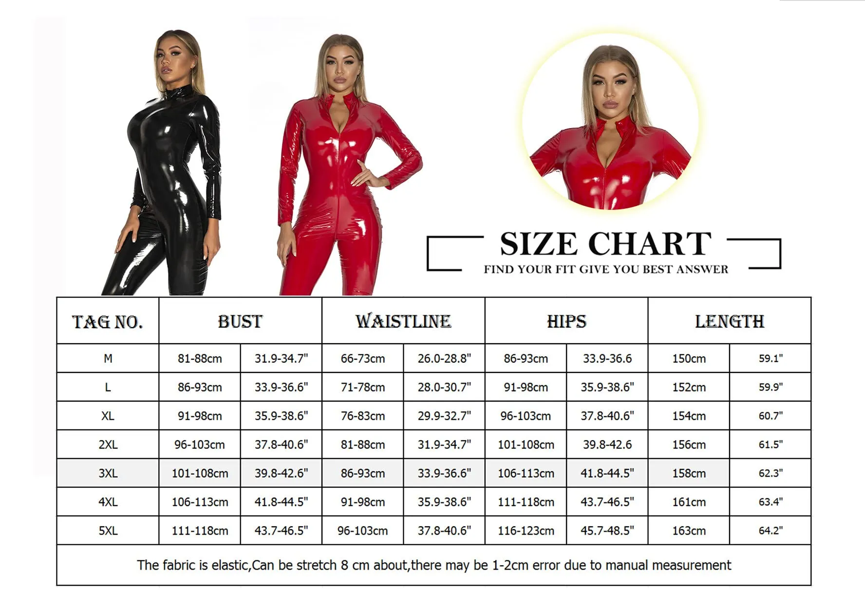 AIEOE Tuta da ballo da donna stile metallizzato Unitard Clubwear, Rosso - immagine 4