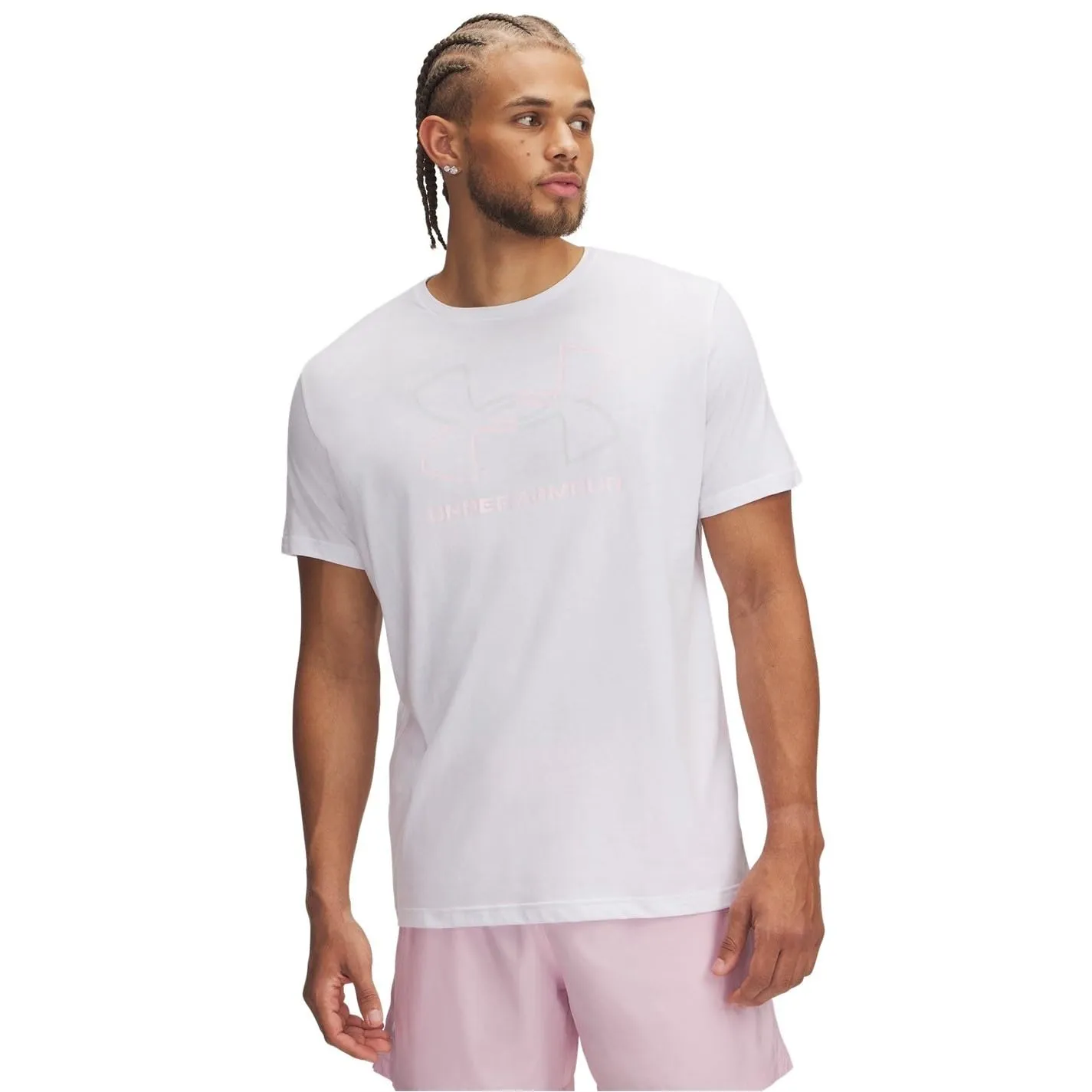Under Armour UA Foundation Maglietta a maniche corte da uomo - Bianco/Rosa chiaro/Grigio alone - L - immagine 1
