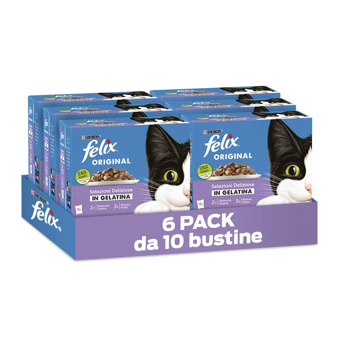 Felix Original Cibo Umido per Gatti Adulti, 60 Bustine da 85g - immagine 1