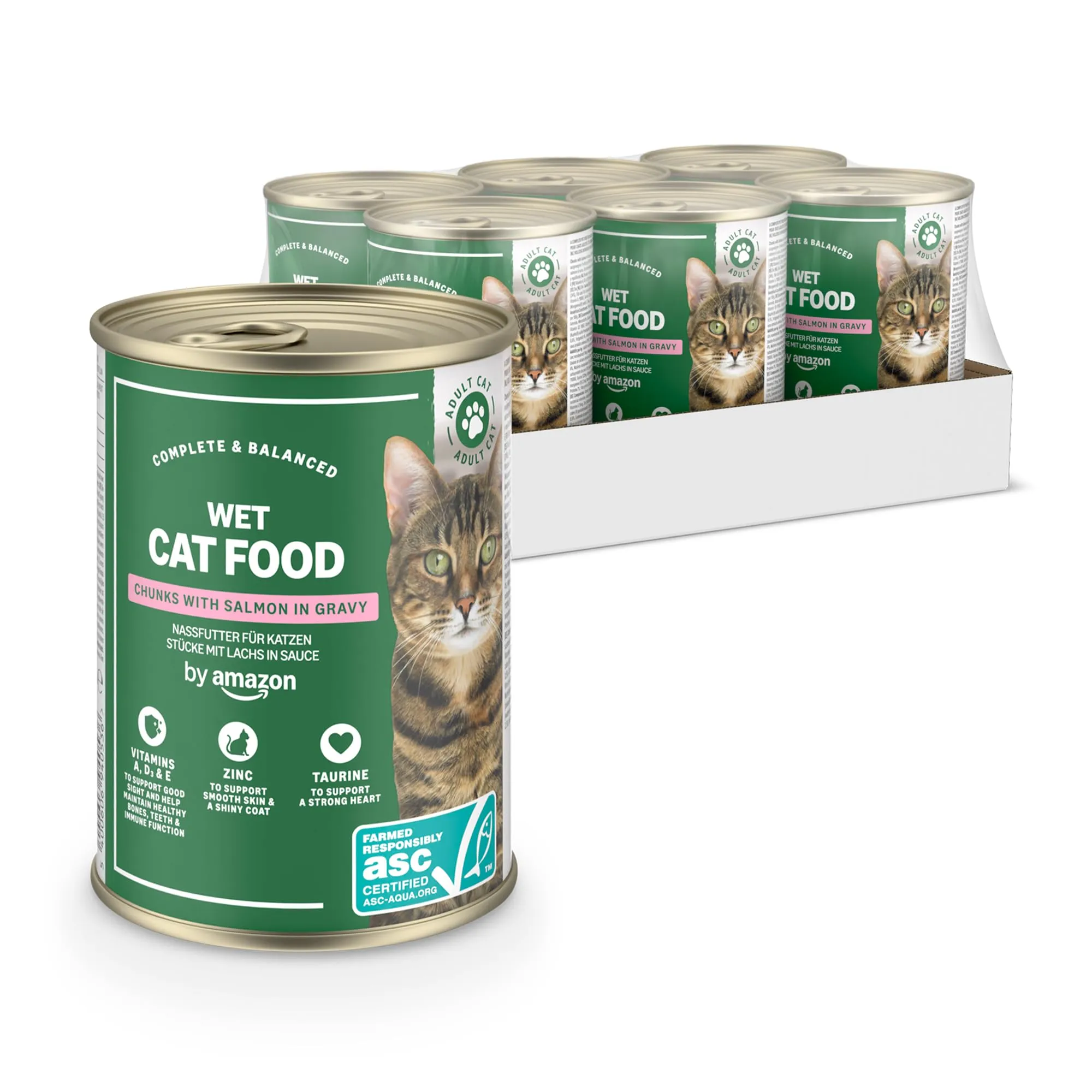 by Amazon Cibo Umido per Gatti, Bocconcini di Salmone ASC in Salsa, 6 x 415 g - immagine 1