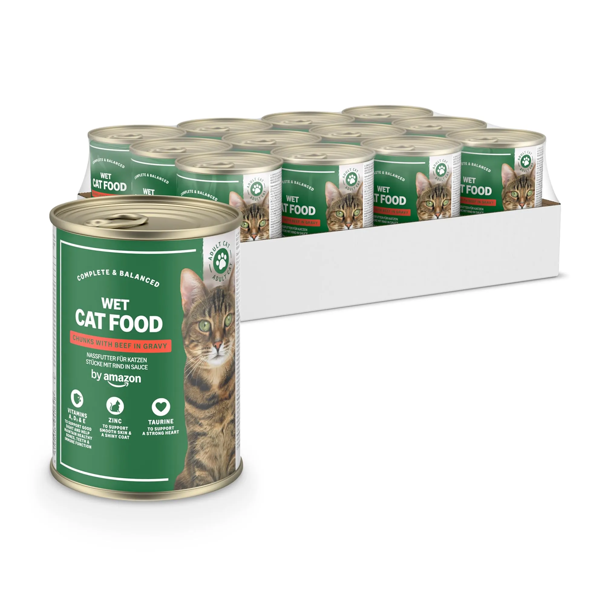 by Amazon Cibo Umido per Gatti Bocconcini di Manzo in Salsa, 12 x 415 g - immagine 1