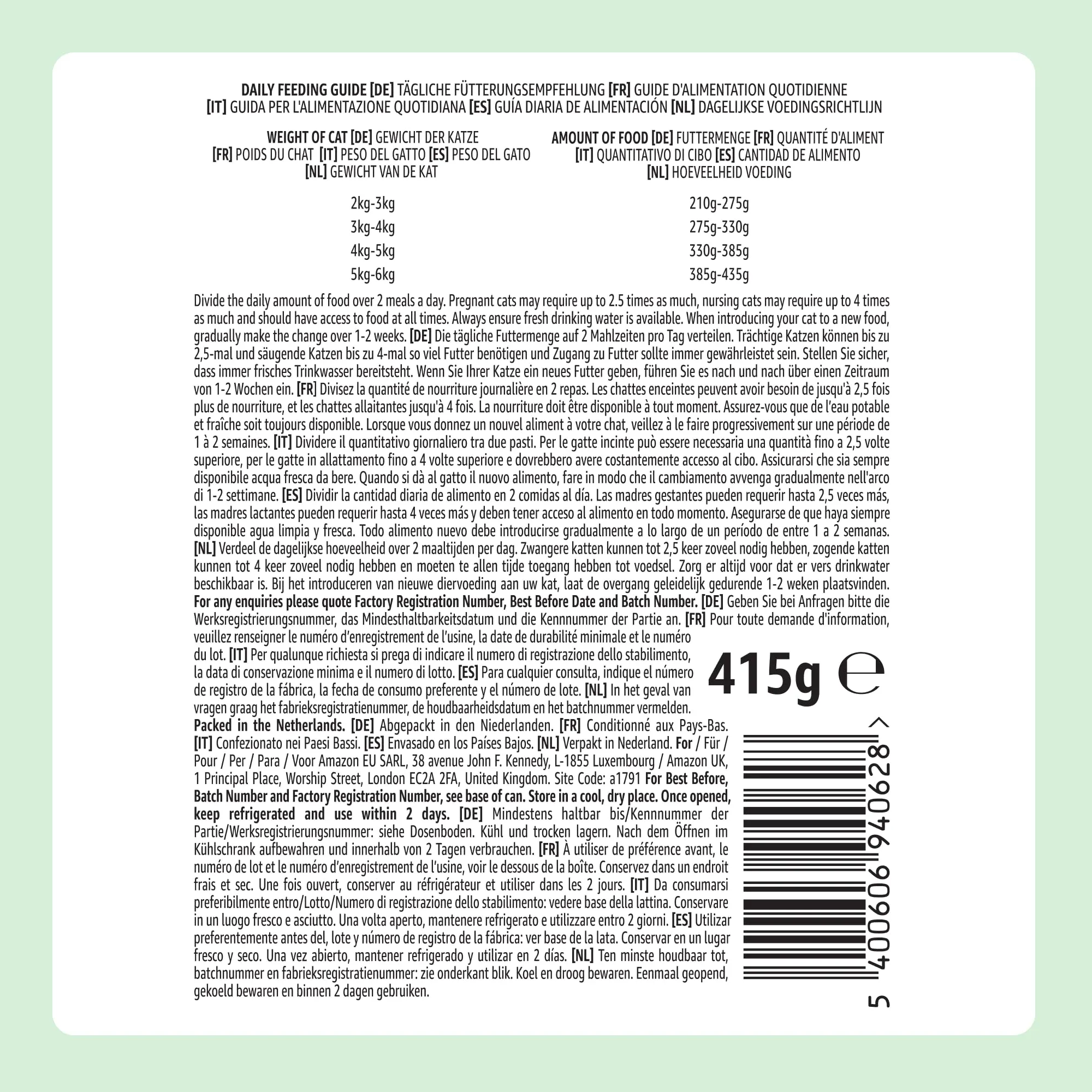 by Amazon Cibo umido per gatti senza cereali, paté di pollo, 6 x 400 g - immagine 7