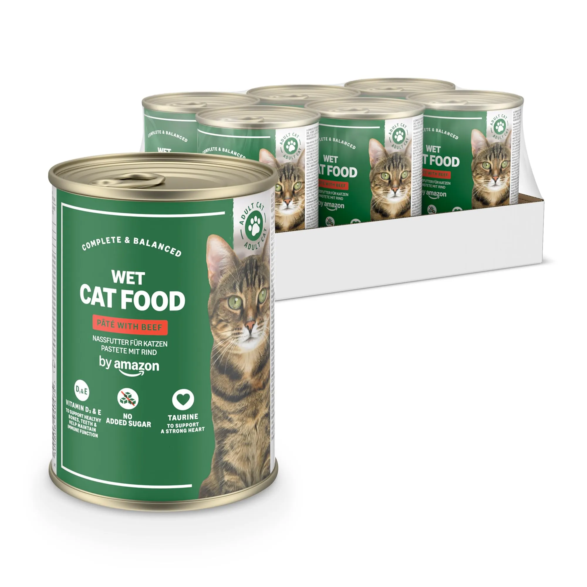 by Amazon Cibo umido per gatti senza cereali, paté di manzo, 6 x 400 g - immagine 1