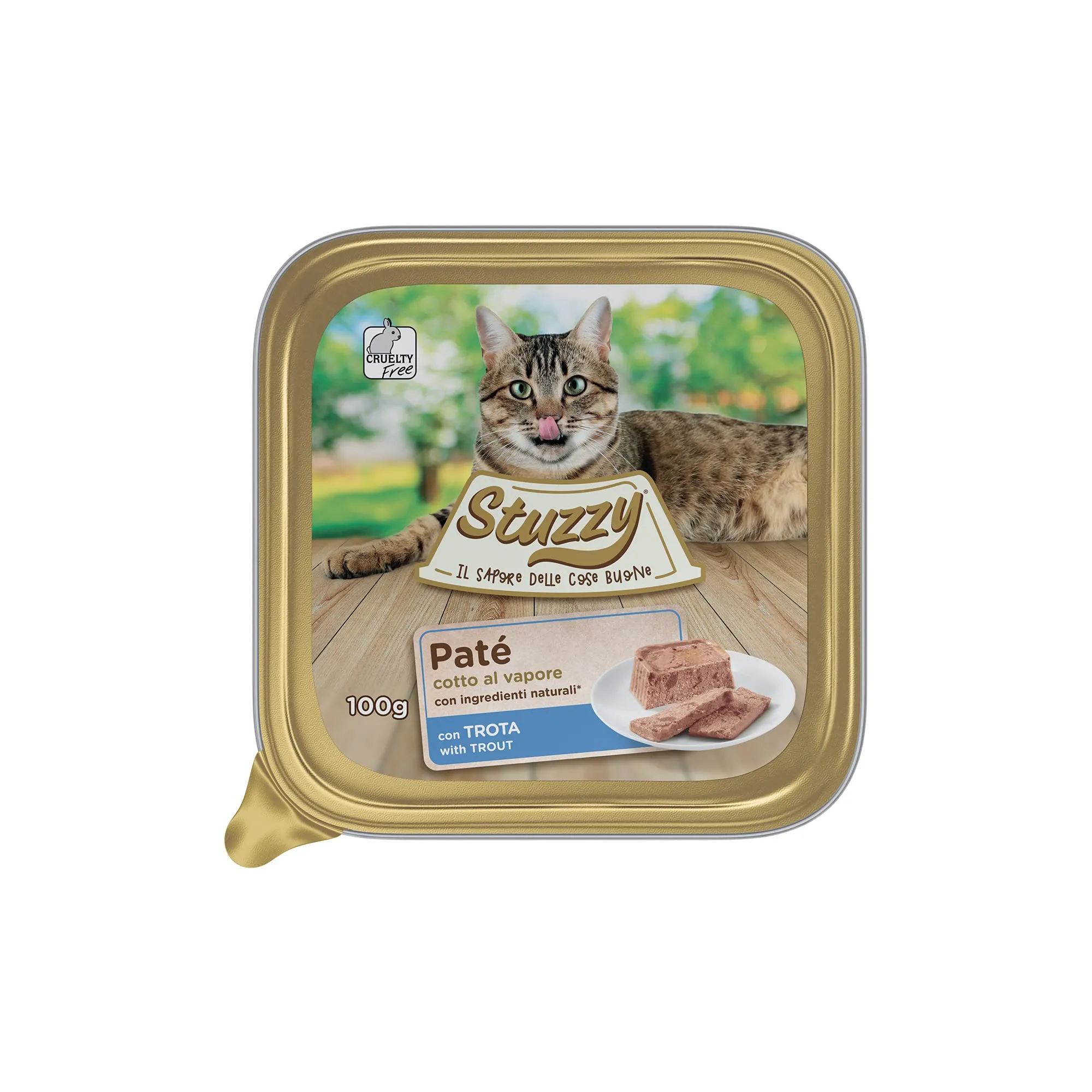 Stuzzy Cibo Umido per Gatti Adulti alla Trota, Paté e Carni in Pezzi, 3,2kg (32 x 100g) - immagine 1