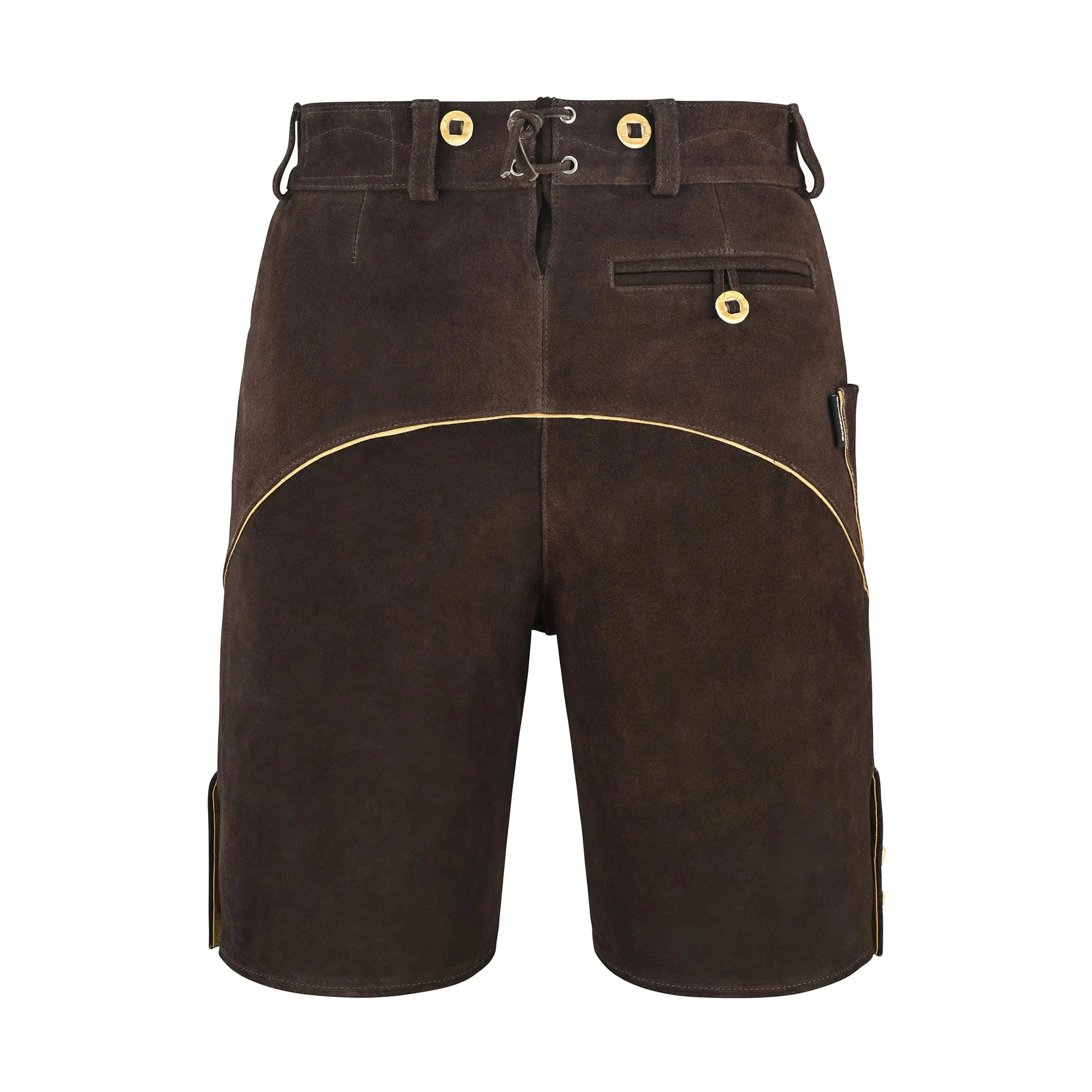 Bohmberg Pantaloni di Pelle Bavaresi Corti Uomo con Bretelle e Laccio, Marrone, Taglia 54 - immagine 6
