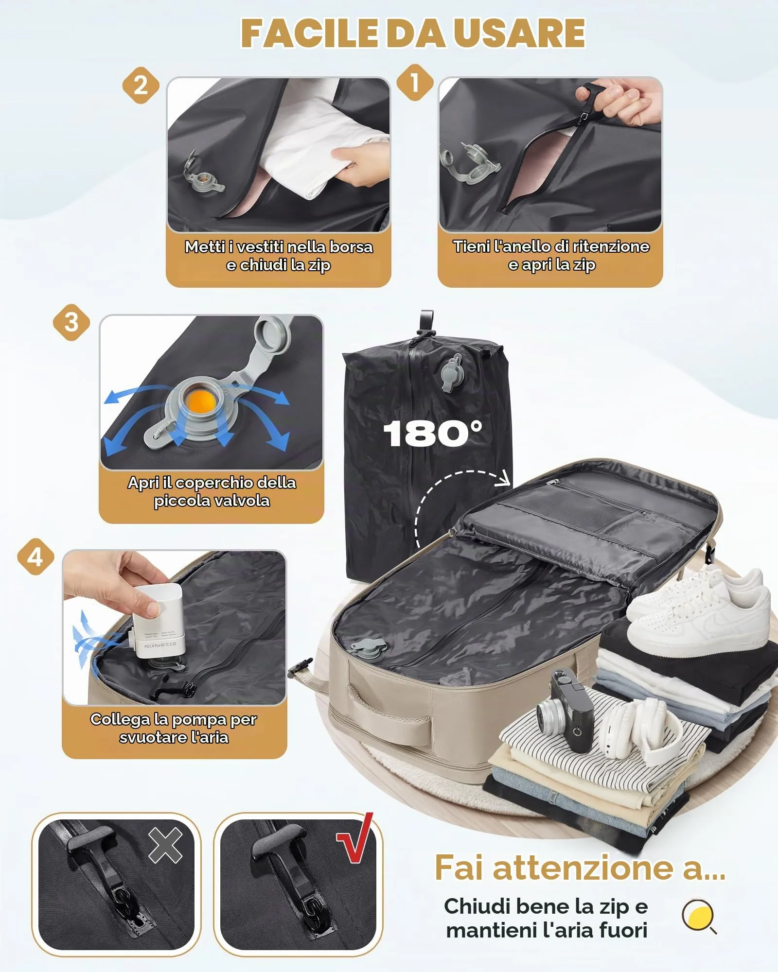 SZLX Zaino da Viaggio Sottovuoto con Pompa 40x30x20 Ryanair Wizzair Bagaglio a Mano Impermeabile con Scomparto Laptop 14 Pollici e Scomparto per Scarpe - immagine 5