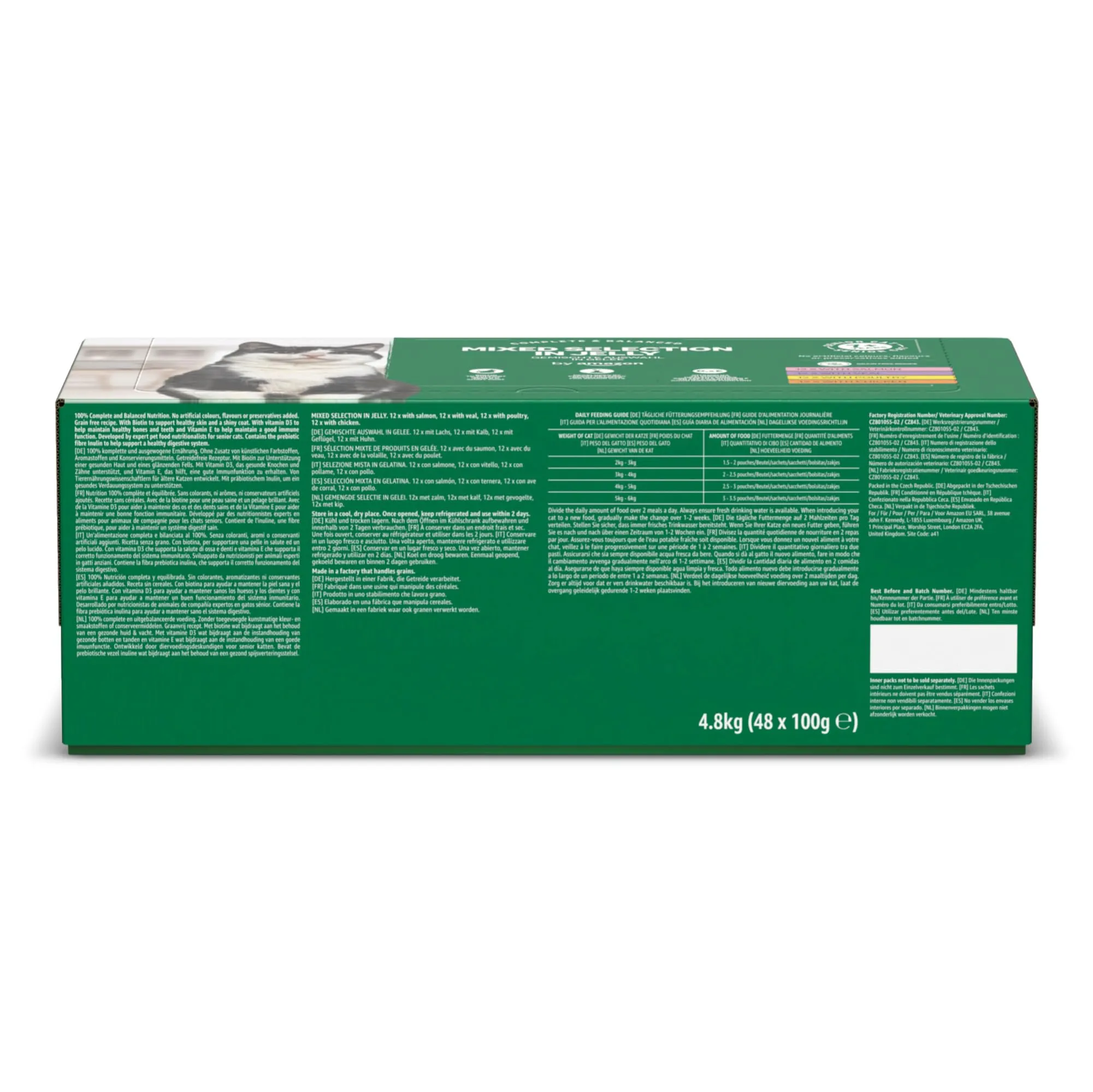 by Amazon Alimento completo per gatti anziani, Selezione mista in gelatina, 4.8kg (48 sacchetti da 100g) - immagine 8