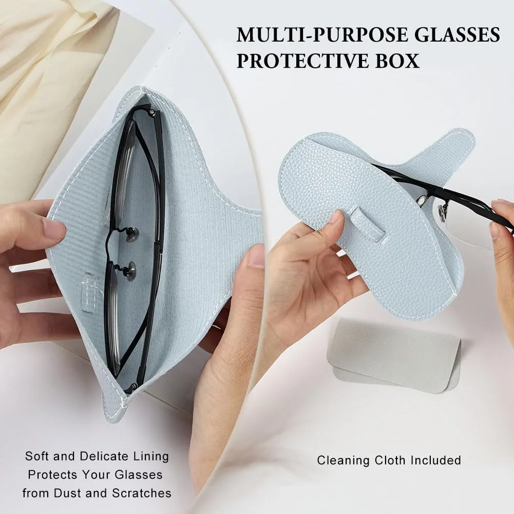 BUTBU Custodia Occhiali Morbida in Pelle PU, Grigio-Blu - immagine 5