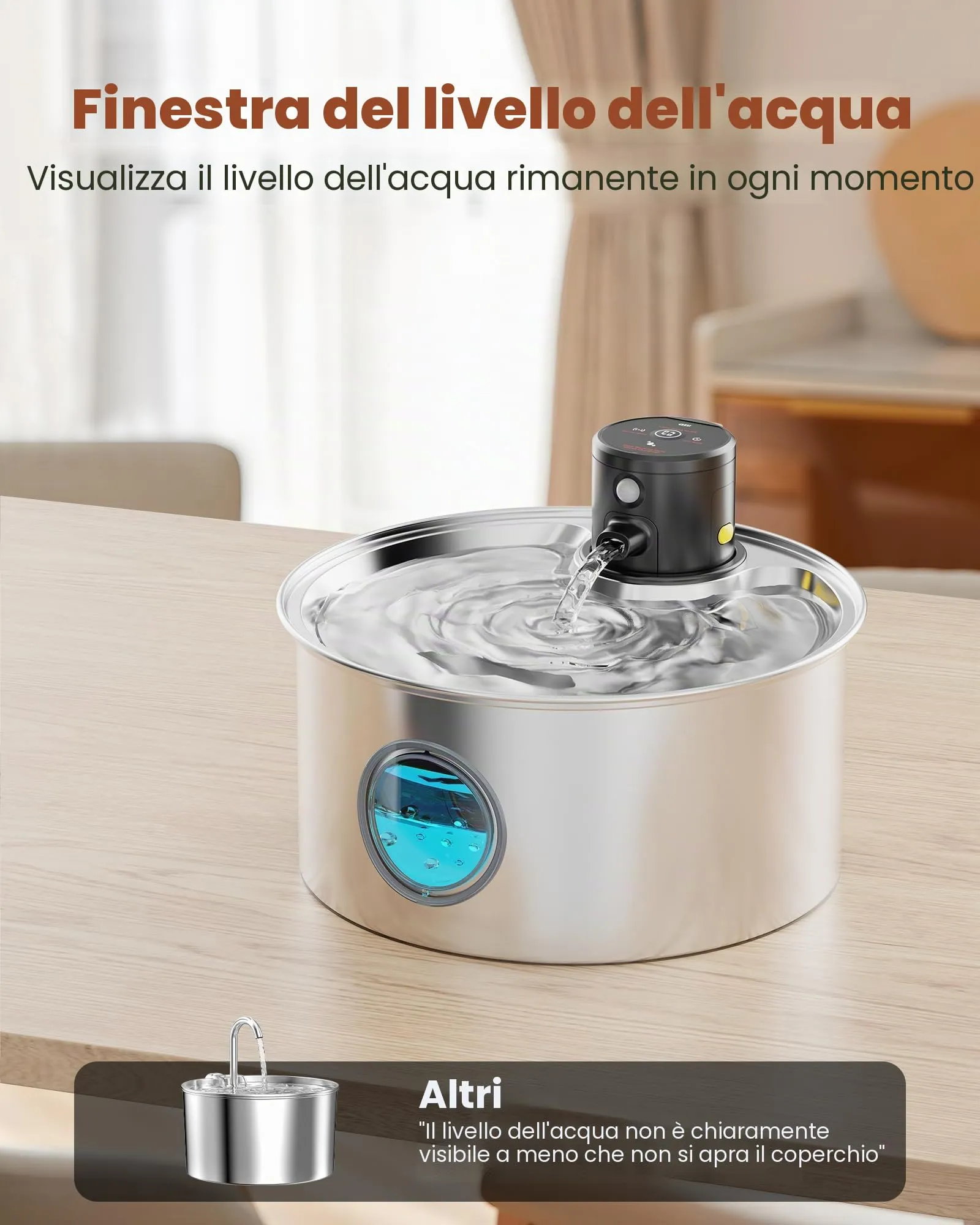 TOONIOOS W2-plus Fontanella per Gatti senza Fili in Acciaio Inossidabile, 3.2L, con Sensore di Movimento, 8 Filtri e 8 Spugne - immagine 8