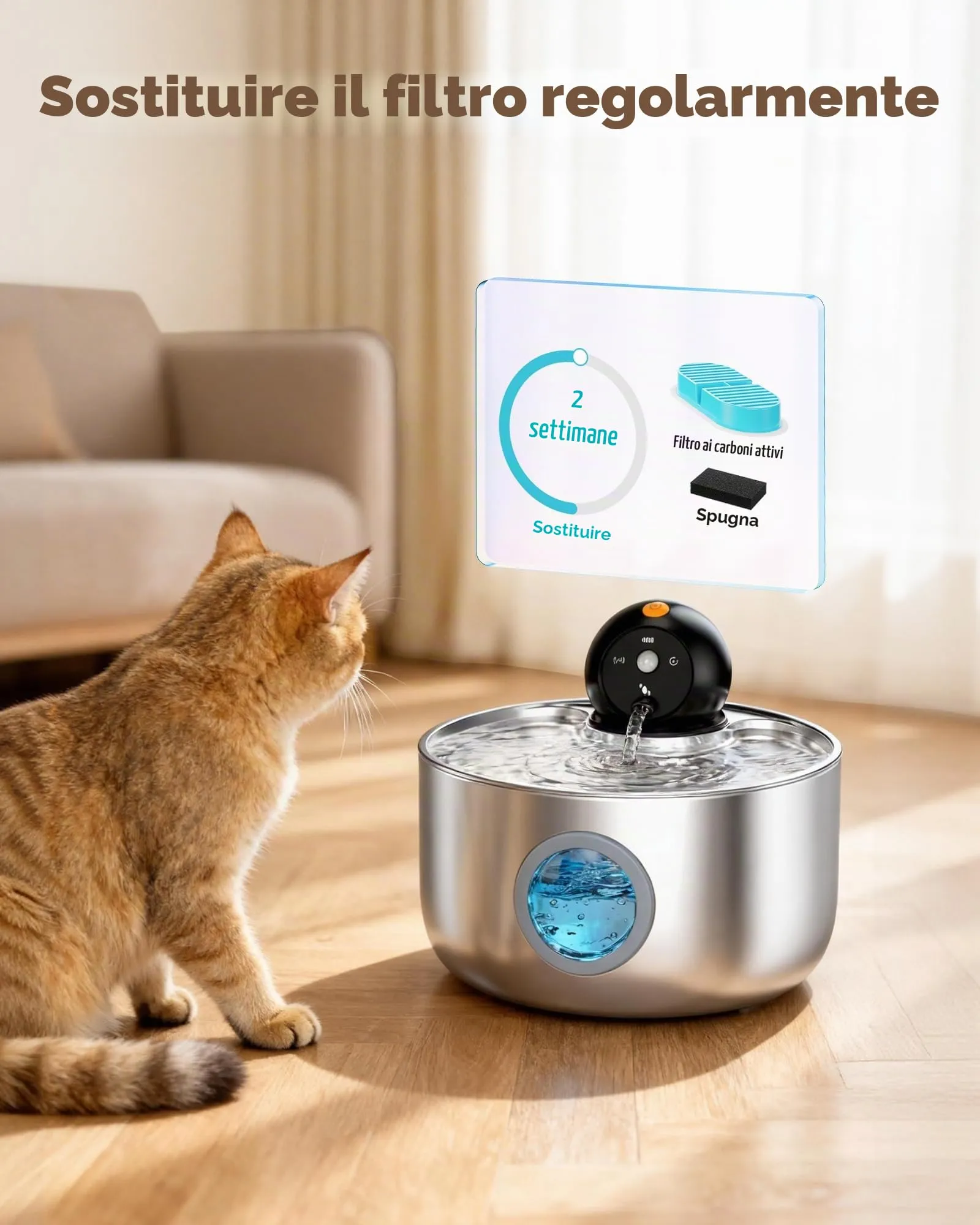 NOBXBON Filtri per Fontanella Gatti, 6 Filtri a Carbone Attivo e 6 Filtri in Spugna, Set per 3 Mesi - immagine 2