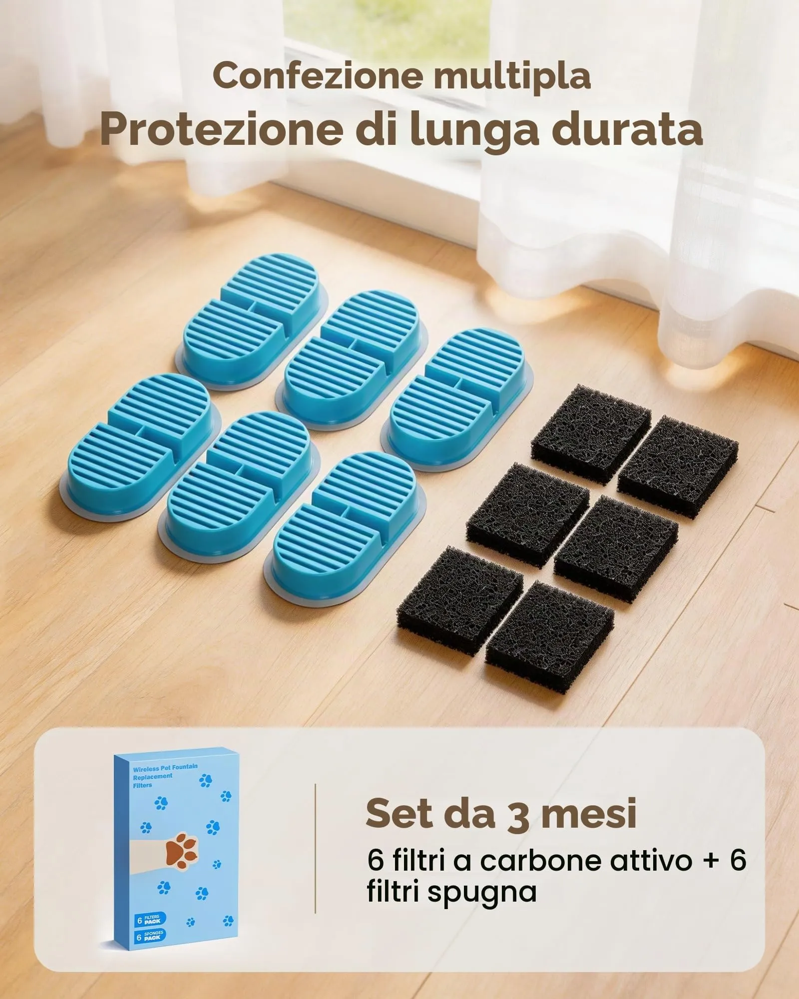 NOBXBON Filtri per Fontanella Gatti, 6 Filtri a Carbone Attivo e 6 Filtri in Spugna, Set per 3 Mesi - immagine 7
