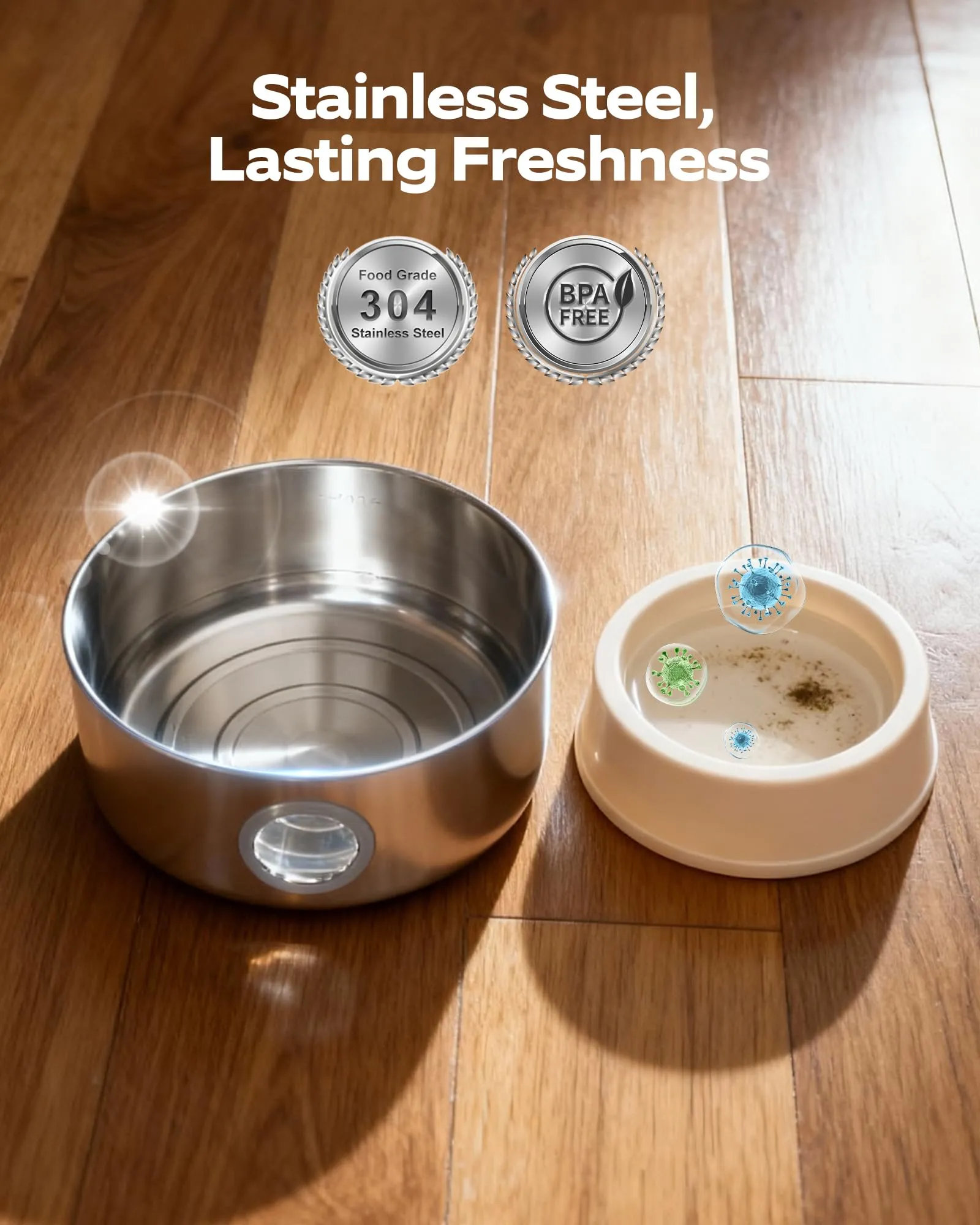 NOBXBON Fontanella per Gatti Senza Fili in Acciaio, Dispenser Acqua con Sensore di Movimento, 2.6L, Automatica a Batteria, 9 Filtri - immagine 6