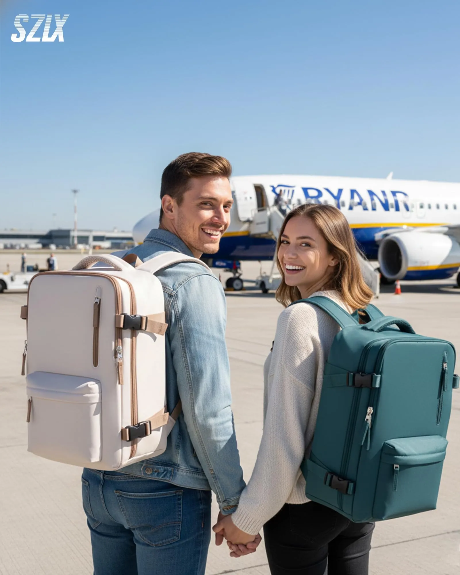 SZLX Zaino da Viaggio Sottovuoto con Pompa 40x30x20 cm per Ryanair, Wizzair, Easyjet, Impermeabile per Laptop 14 Pollici - immagine 2