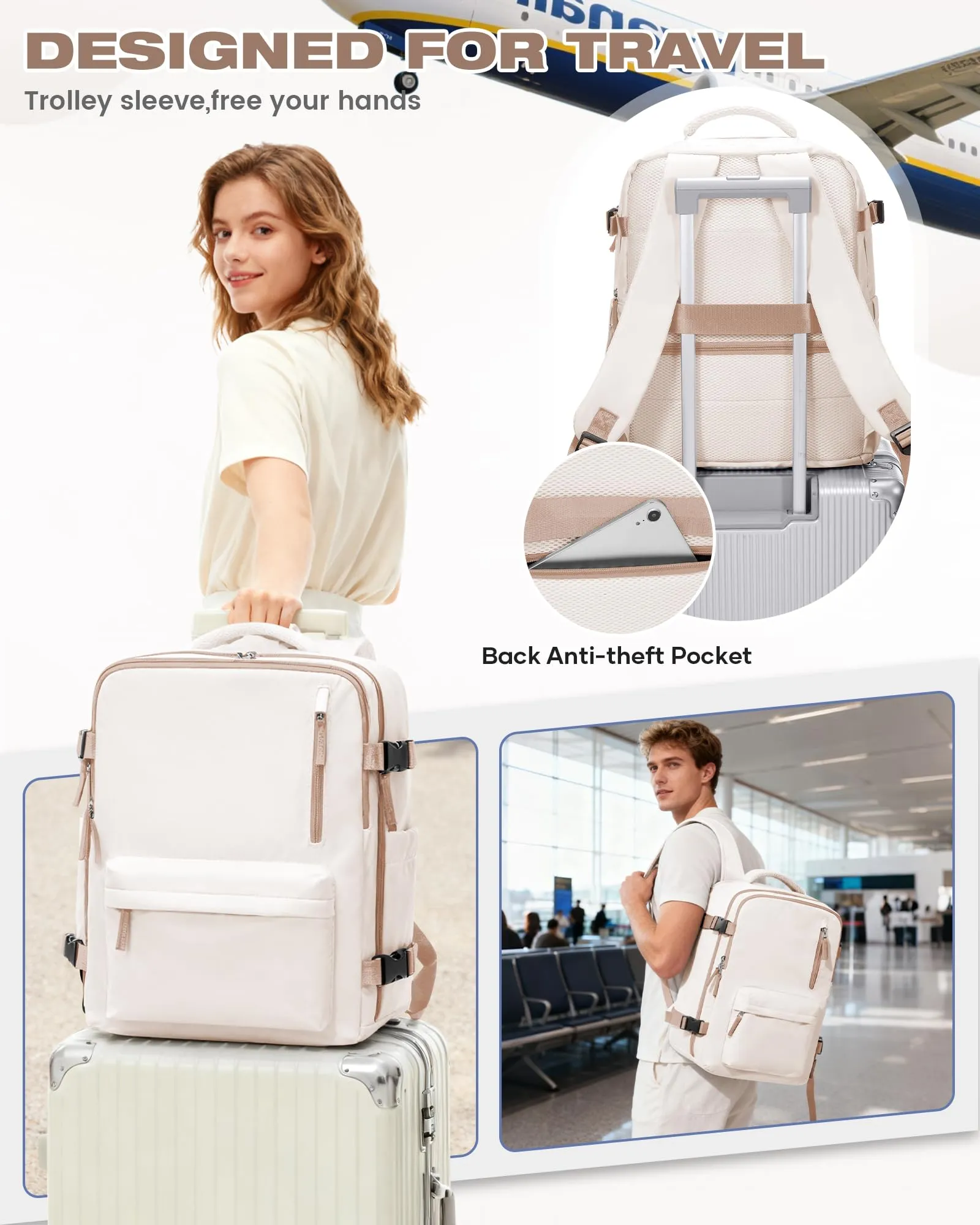 SZLX Zaino da Viaggio Sottovuoto con Pompa 40x30x20 cm per Ryanair, Wizzair, Easyjet, Impermeabile per Laptop 14 Pollici - immagine 10