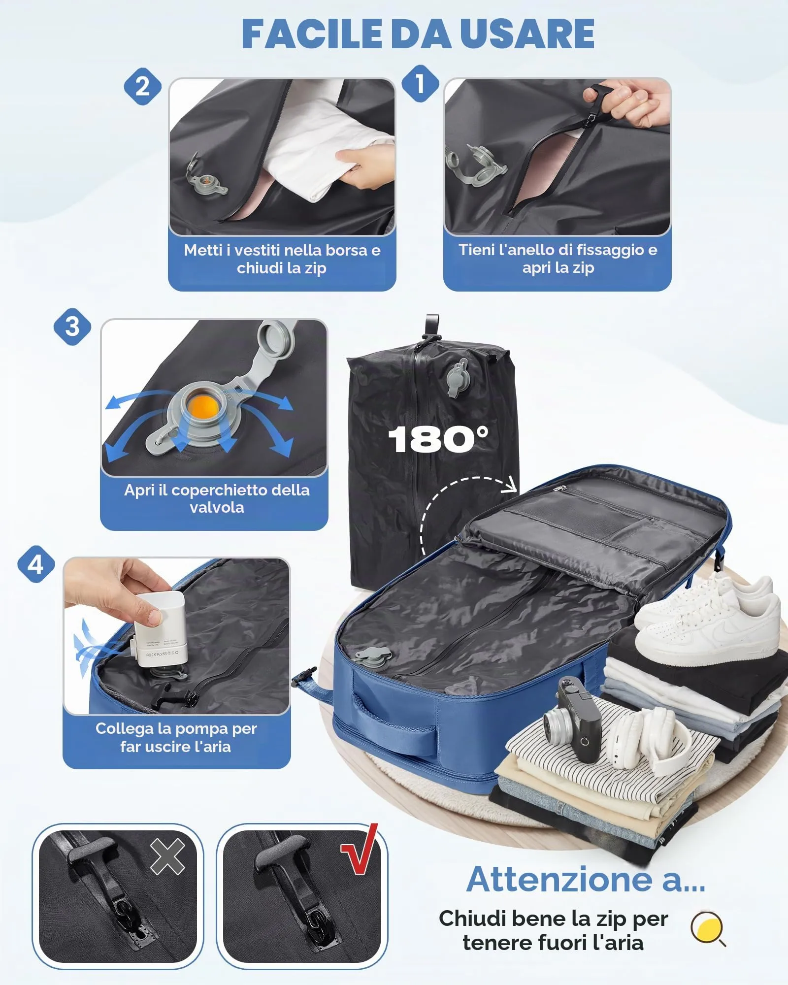 SZLX Zaino da Viaggio Sottovuoto con Pompa 40x30x20 per Ryanair Wizzair, Impermeabile con Scomparto Scarpe e Laptop 14 Pollici - immagine 7