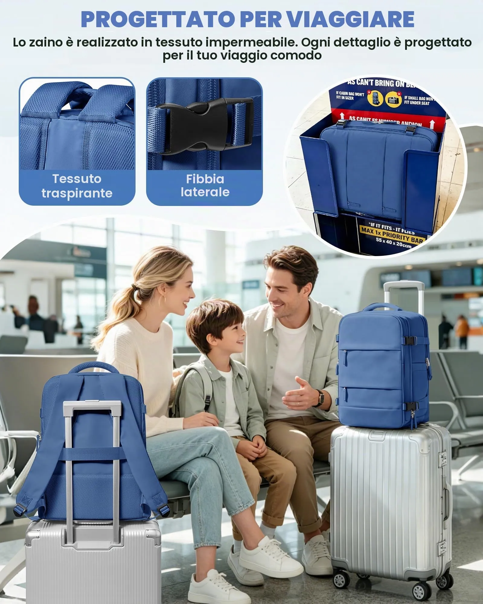 SZLX Zaino da Viaggio Sottovuoto con Pompa 40x30x20 per Ryanair Wizzair, Impermeabile con Scomparto Scarpe e Laptop 14 Pollici - immagine 10