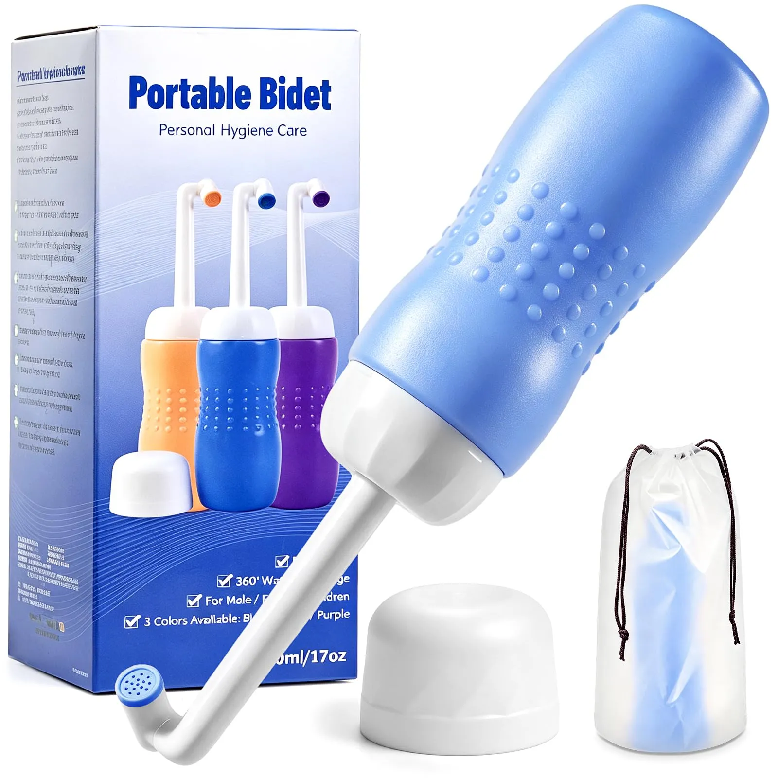 Showvigor Bidet Portatile Peri Bottle Post Partum, 500 ml, Spruzzo 360° e Beccuccio Estraibile, Navy - immagine 1