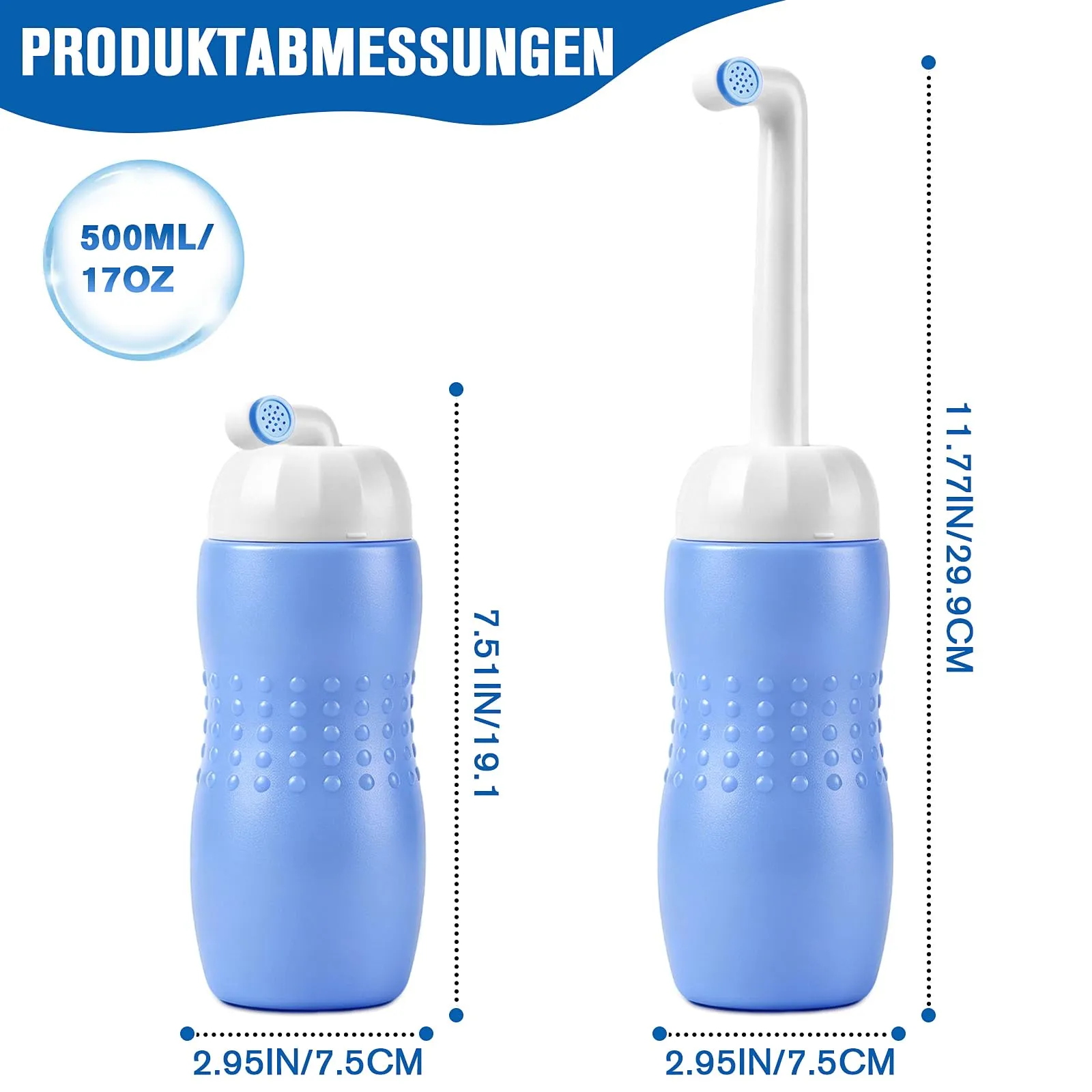Showvigor Bidet Portatile Peri Bottle Post Partum, 500 ml, Spruzzo 360° e Beccuccio Estraibile, Navy - immagine 2
