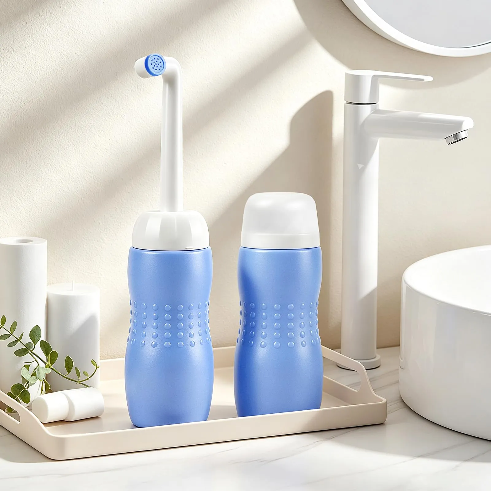 Showvigor Bidet Portatile Peri Bottle Post Partum, 500 ml, Spruzzo 360° e Beccuccio Estraibile, Navy - immagine 4