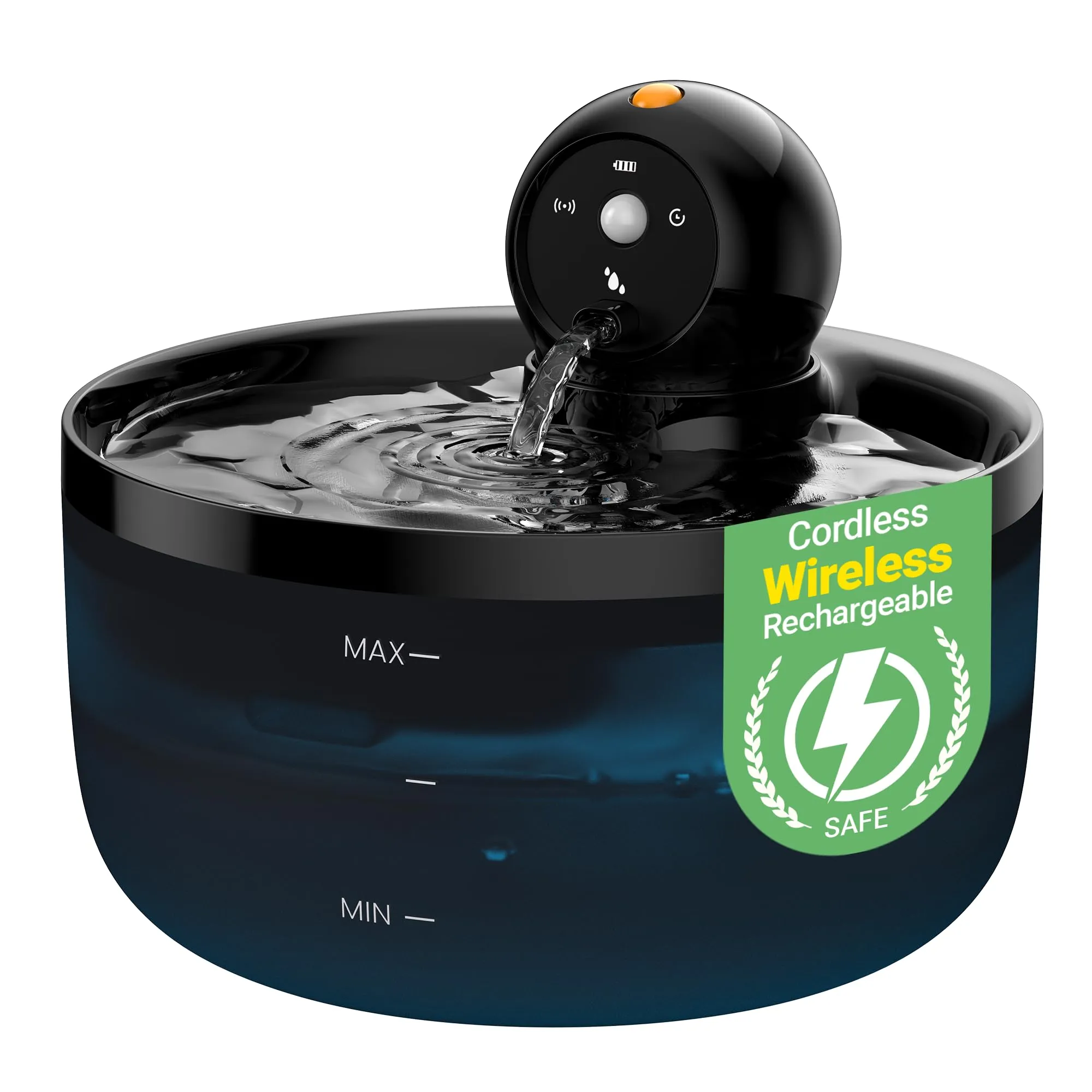 GOOIFUN Fontanella per Gatti senza Fili con Sensore di Movimento, 2.6L, Ricaricabile, Nero - immagine 1