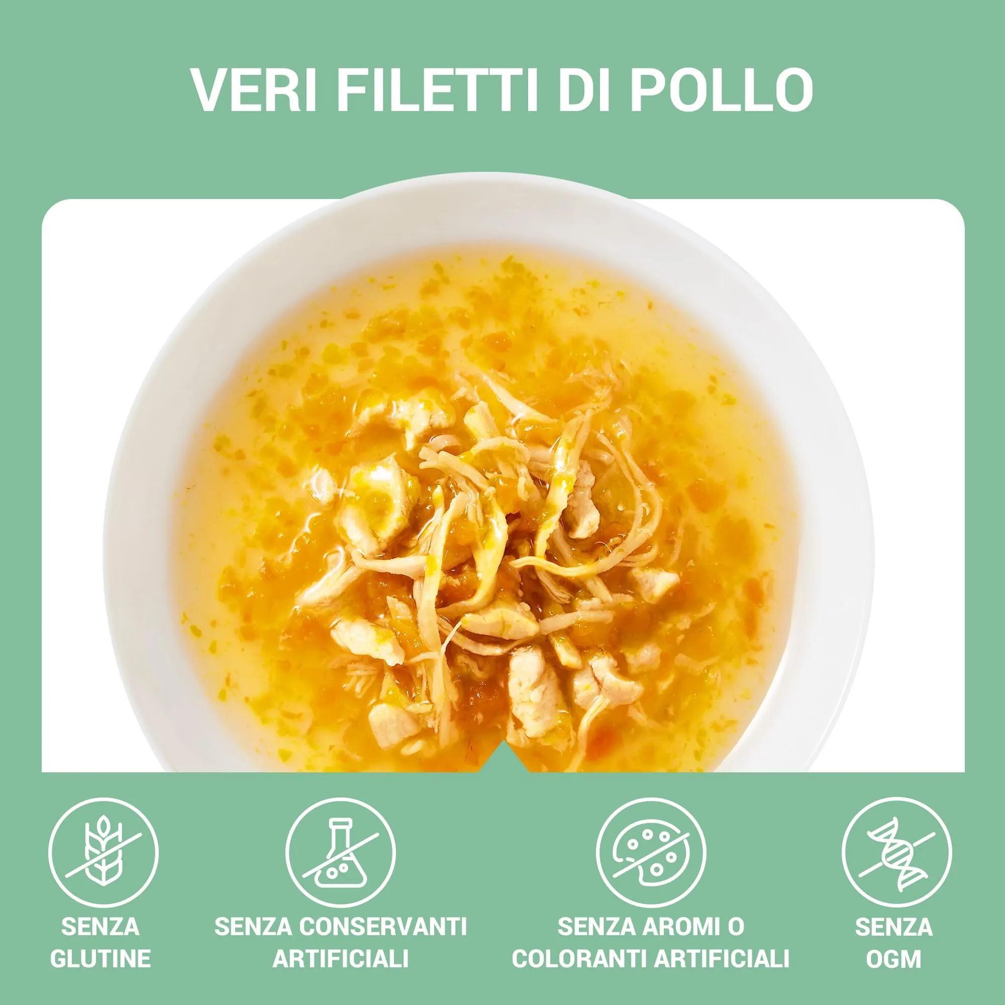 Schesir Zuppa con Filetti di Pollo con Carote e Zucca, Cibo Umido Complementare per Gatti, 12 x 40g - immagine 5