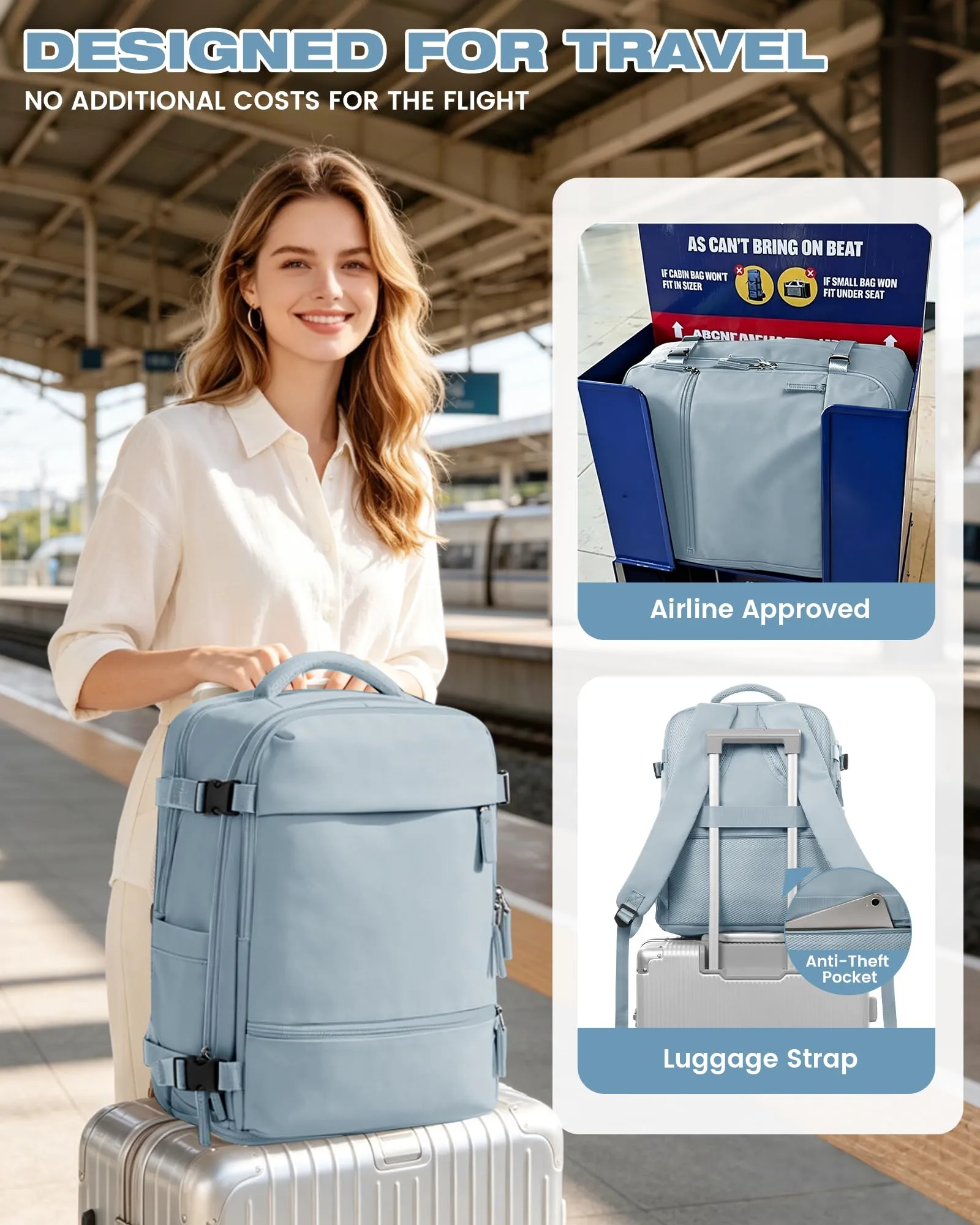 SZLX Zaino da Viaggio Sottovuoto con Pompa 40x30x20 per Ryanair Wizzair Easyjet, Impermeabile per Laptop 14 Pollici - immagine 10