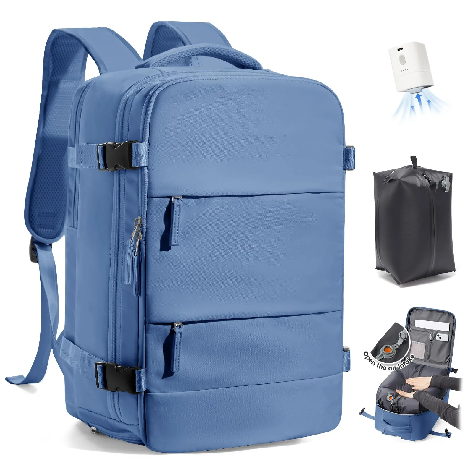 SZLX Zaino da Viaggio Sottovuoto con Pompa, Bagaglio a Mano Ryanair 40x30x20, Wizzair, Easyjet, per Laptop 14 Pollici con Porta Scarpe - immagine 1