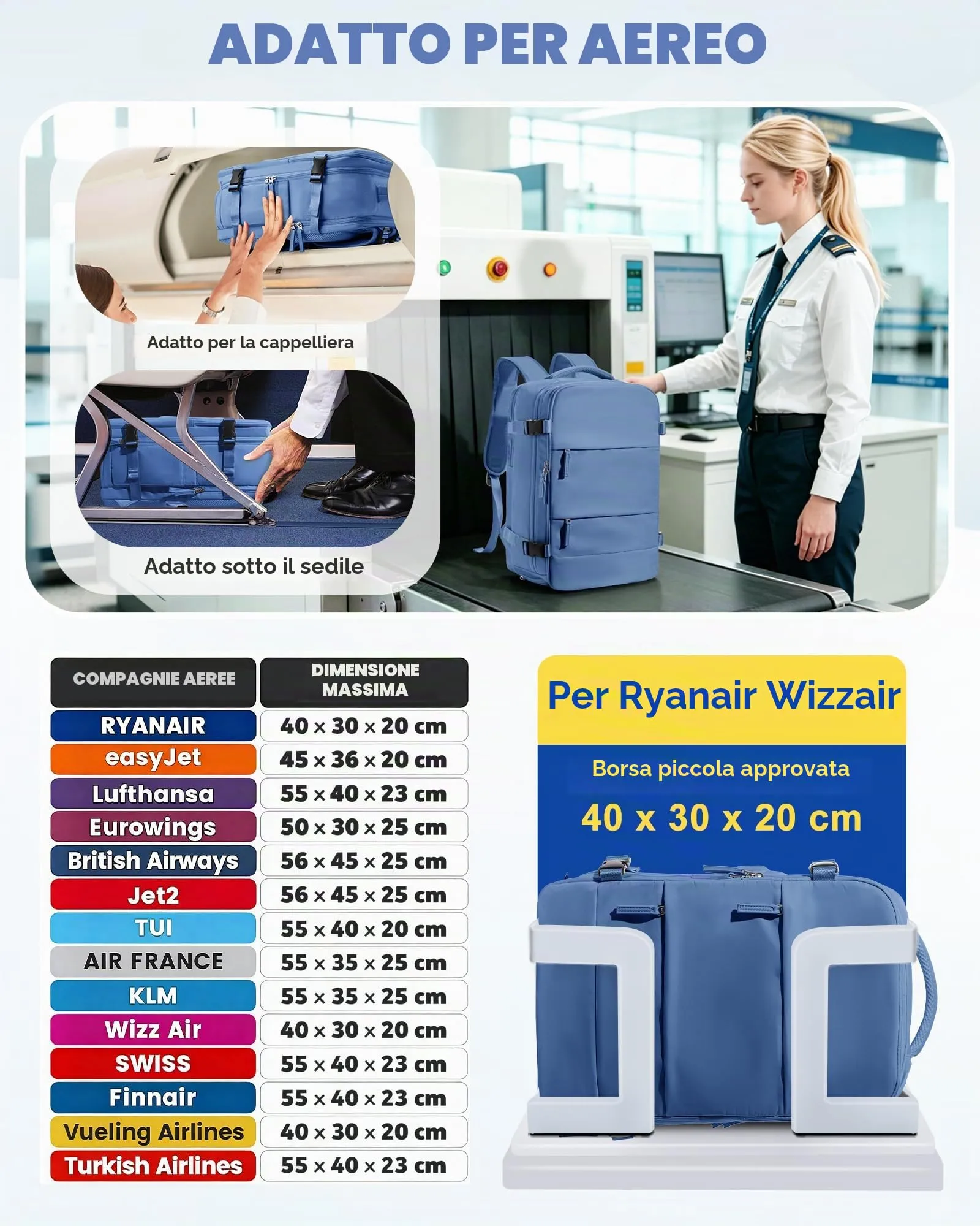 SZLX Zaino da Viaggio Sottovuoto con Pompa, Bagaglio a Mano Ryanair 40x30x20, Wizzair, Easyjet, per Laptop 14 Pollici con Porta Scarpe - immagine 3