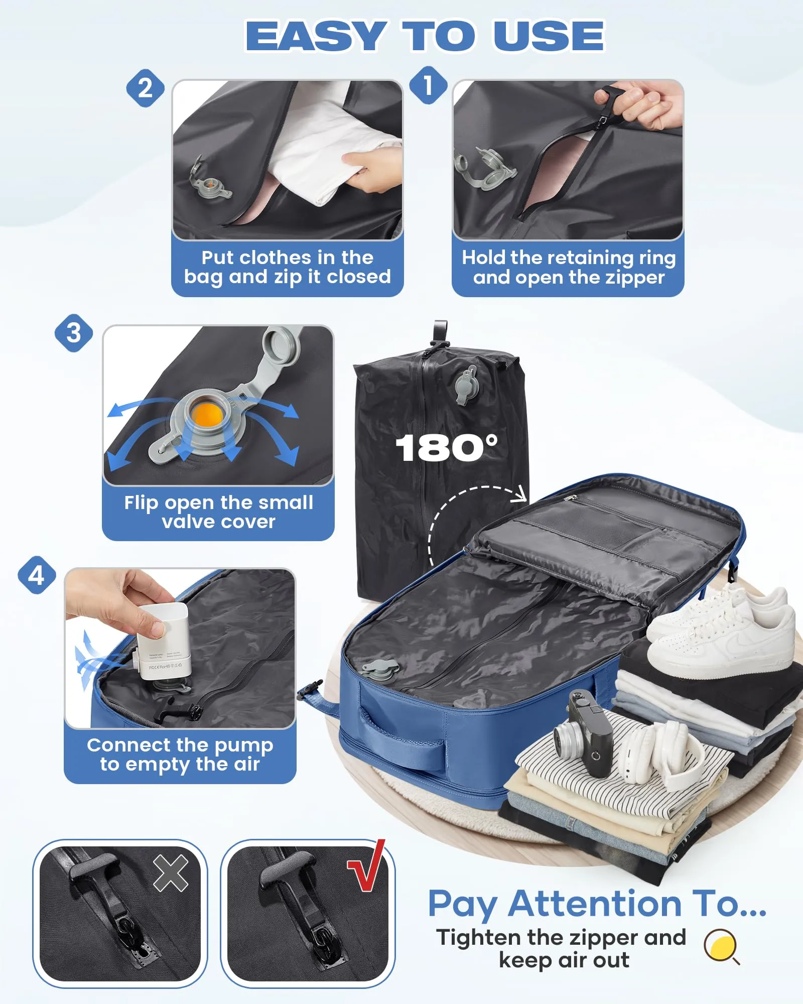 SZLX Zaino da Viaggio Sottovuoto con Pompa, Bagaglio a Mano Ryanair 40x30x20, Wizzair, Easyjet, per Laptop 14 Pollici con Porta Scarpe - immagine 7