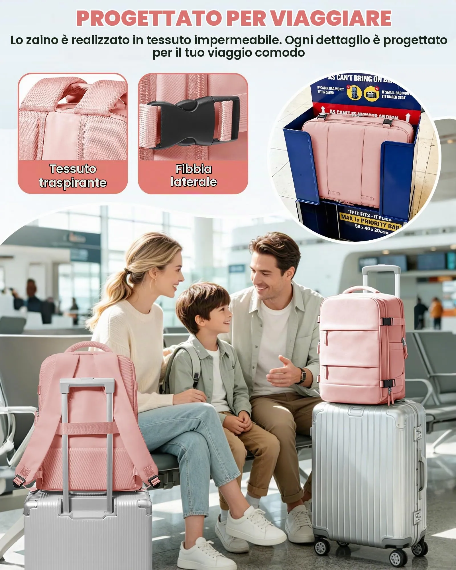 SZLX Zaino da Viaggio Sottovuoto con Pompa per Ryanair 40x30x20, Wizzair ed Easyjet, Compatibile Laptop 14 Pollici con Porta Scarpe - immagine 10