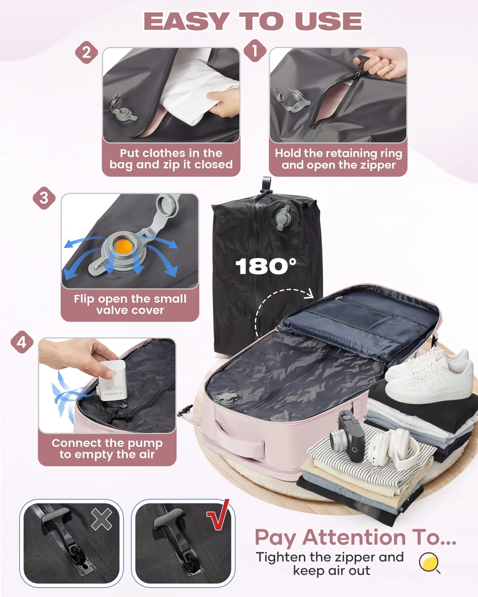 SZLX Zaino da Viaggio Sottovuoto con Pompa 40x30x20 per Ryanair Wizzair Easyjet, Impermeabile per Laptop 14 Pollici - immagine 5