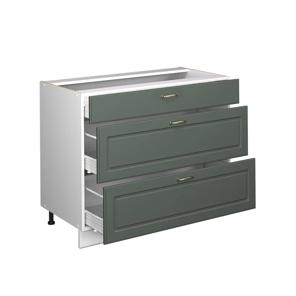Vicco Fame-Line Mobile Base per Cucina con Cassetti Verde-oro Country/Bianco 100 cm - immagine 6