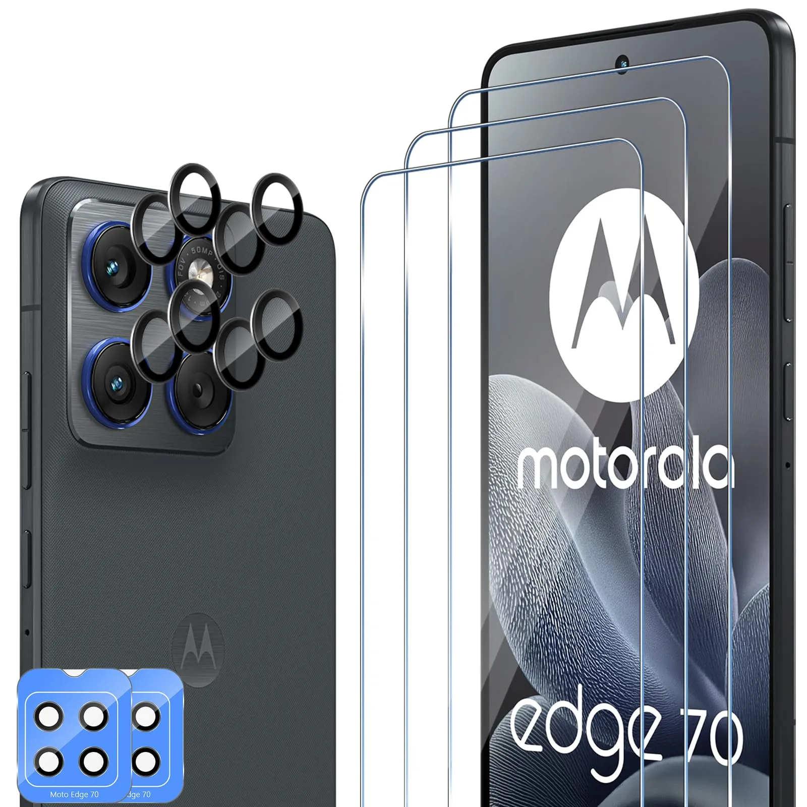 ELYCO Vetro Temperato per Motorola Moto Edge 70, 3+2 Pezzi - immagine 1