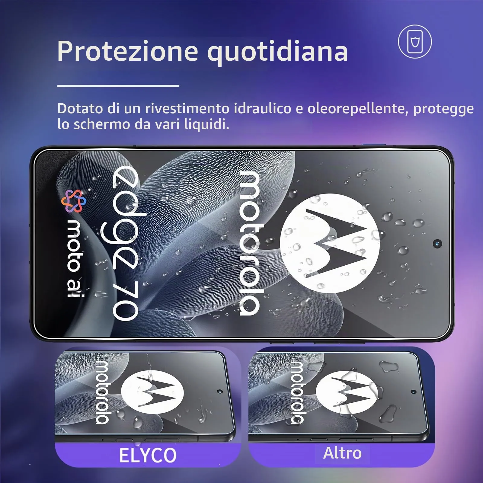 ELYCO Vetro Temperato per Motorola Moto Edge 70, 3+2 Pezzi - immagine 2