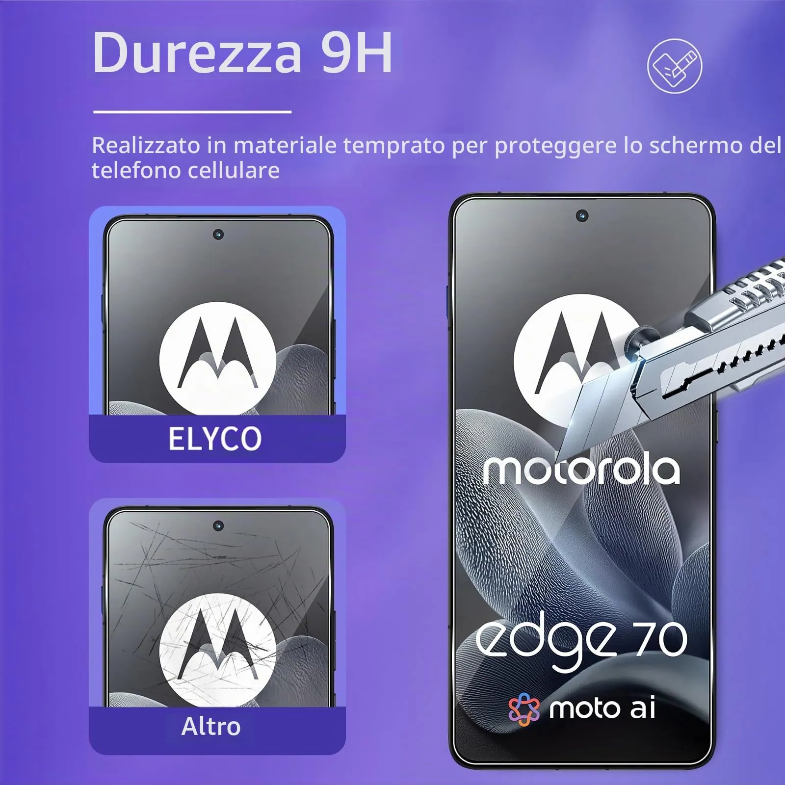 ELYCO Vetro Temperato per Motorola Moto Edge 70, 3+2 Pezzi - immagine 3