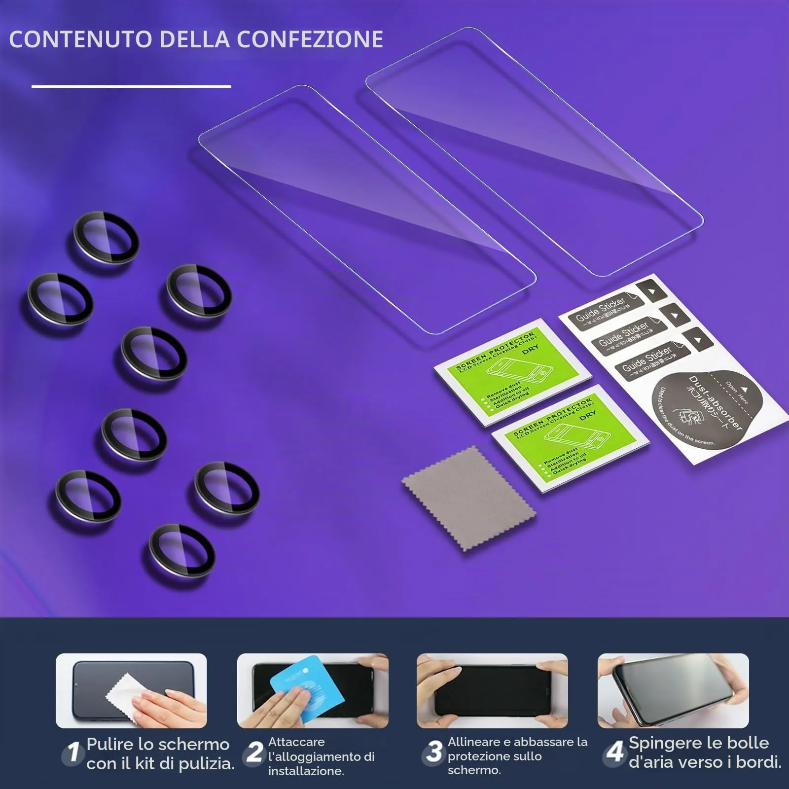 ELYCO Vetro Temperato per Motorola Moto Edge 70, 3+2 Pezzi - immagine 8