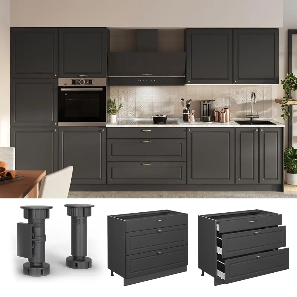 Vicco Fame-Line Mobiletto base per cucina Antracite Country, 100 cm - immagine 5