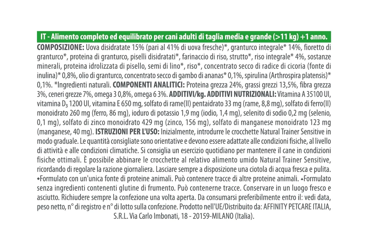 Trainer Natural Sensitive No Gluten Dog Food for Adult Medium & Maxi Dogs with Egg and Whole Grains - 12kg - immagine 4