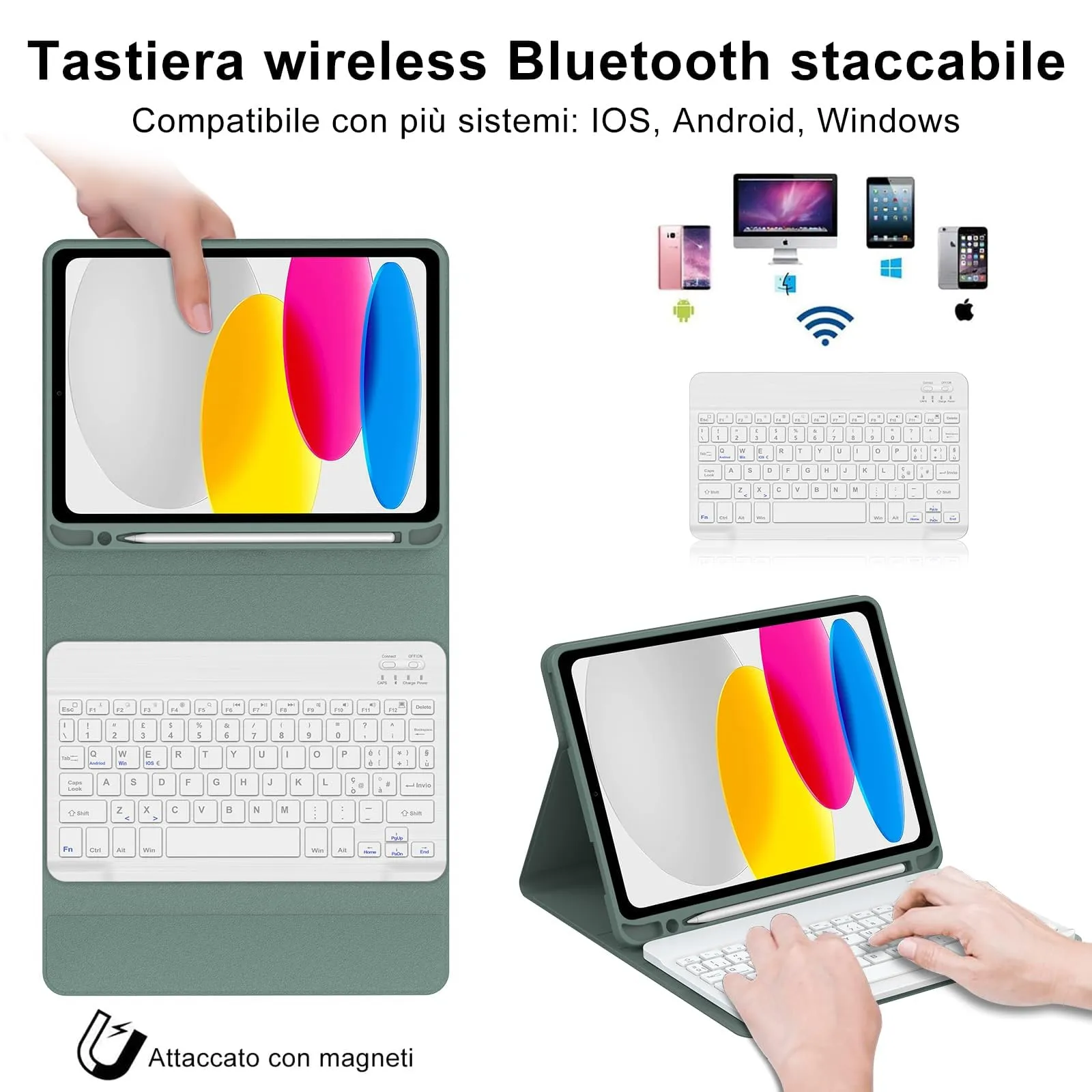 IVEOPPE Tastiera per iPad 11 Generazione 11" (2025) e iPad 10 Generazione 10.9" (2022) A16 - immagine 3