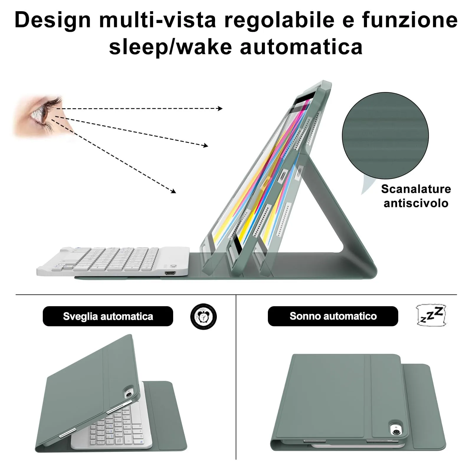 IVEOPPE Tastiera per iPad 11 Generazione 11" (2025) e iPad 10 Generazione 10.9" (2022) A16 - immagine 5