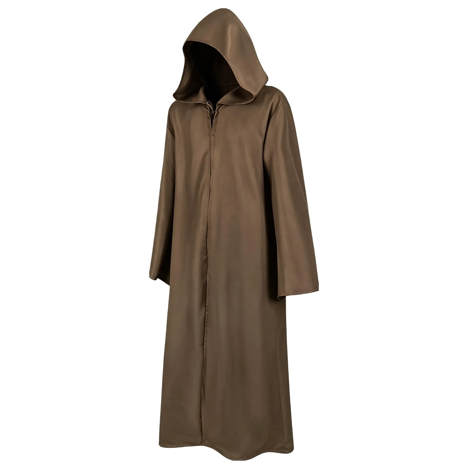 AOOWU Mantello con Cappuccio Lungo Unisex, Marrone, M - immagine 1