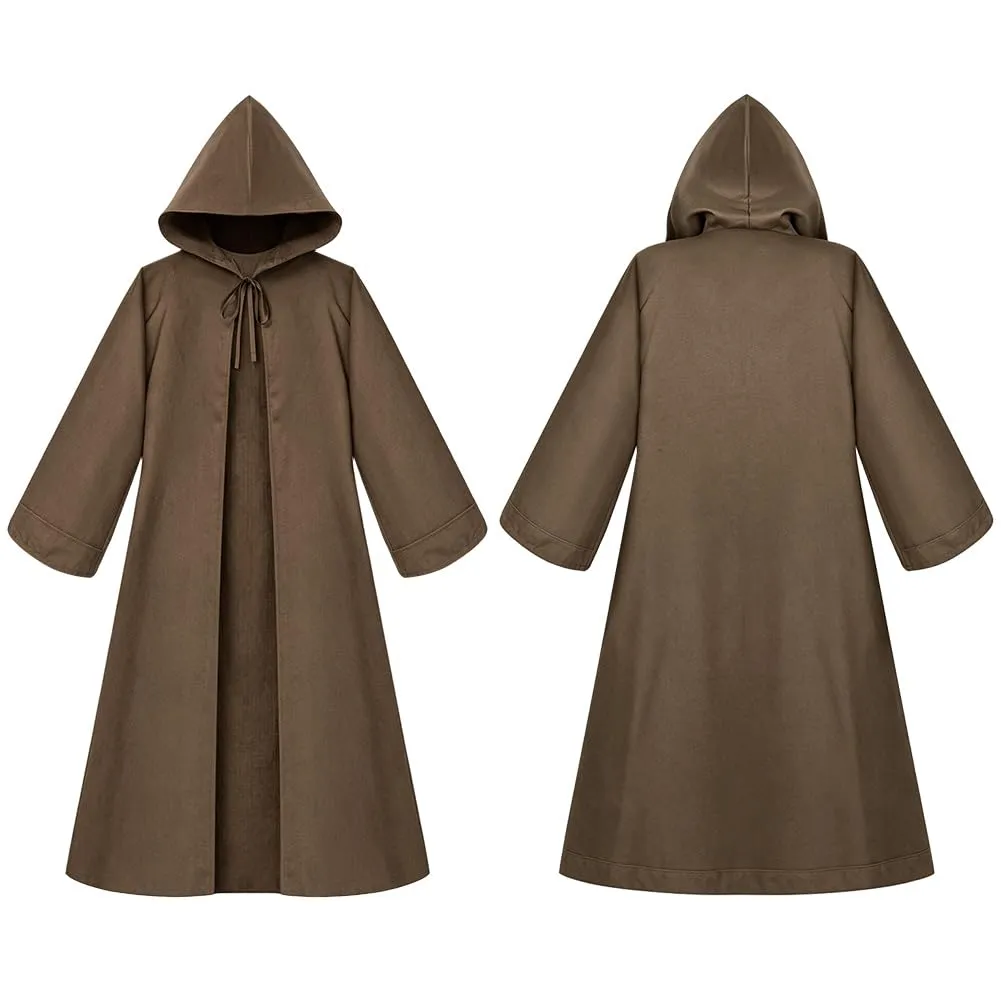 AOOWU Mantello con Cappuccio Lungo Unisex, Marrone, M - immagine 8
