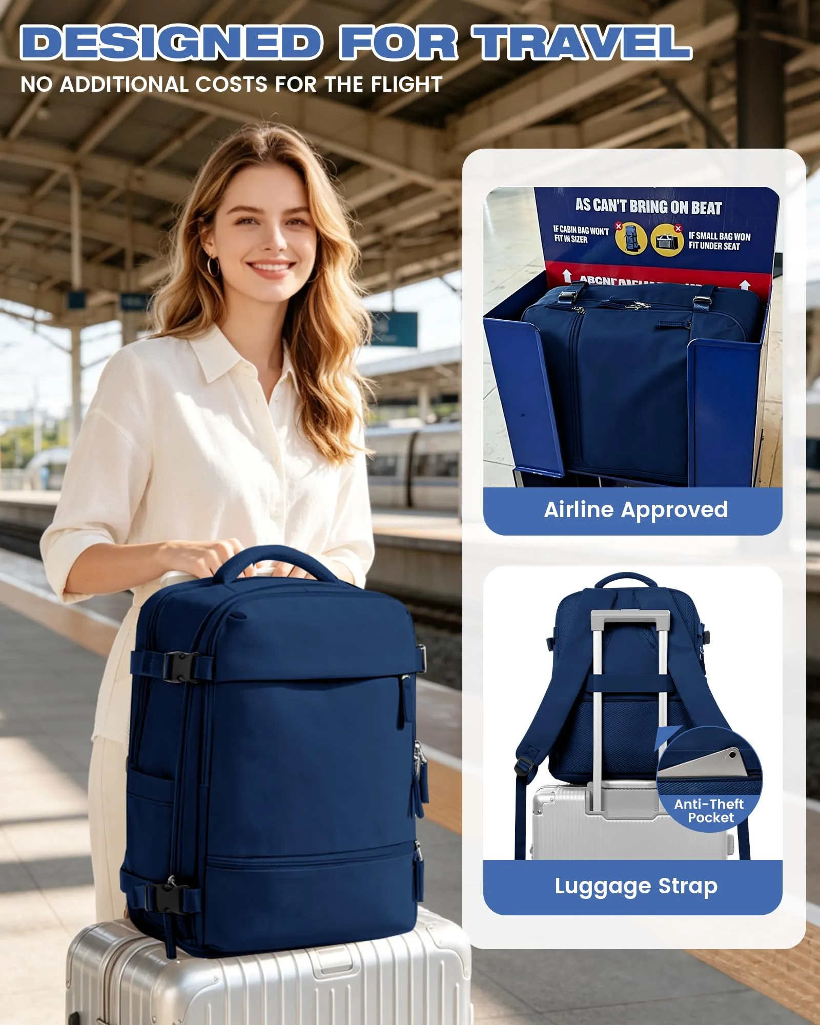 SZLX Zaino da Viaggio Sottovuoto con Pompa 40x30x20 per Ryanair Wizzair Easyjet, Impermeabile per Laptop 14 Pollici - immagine 10