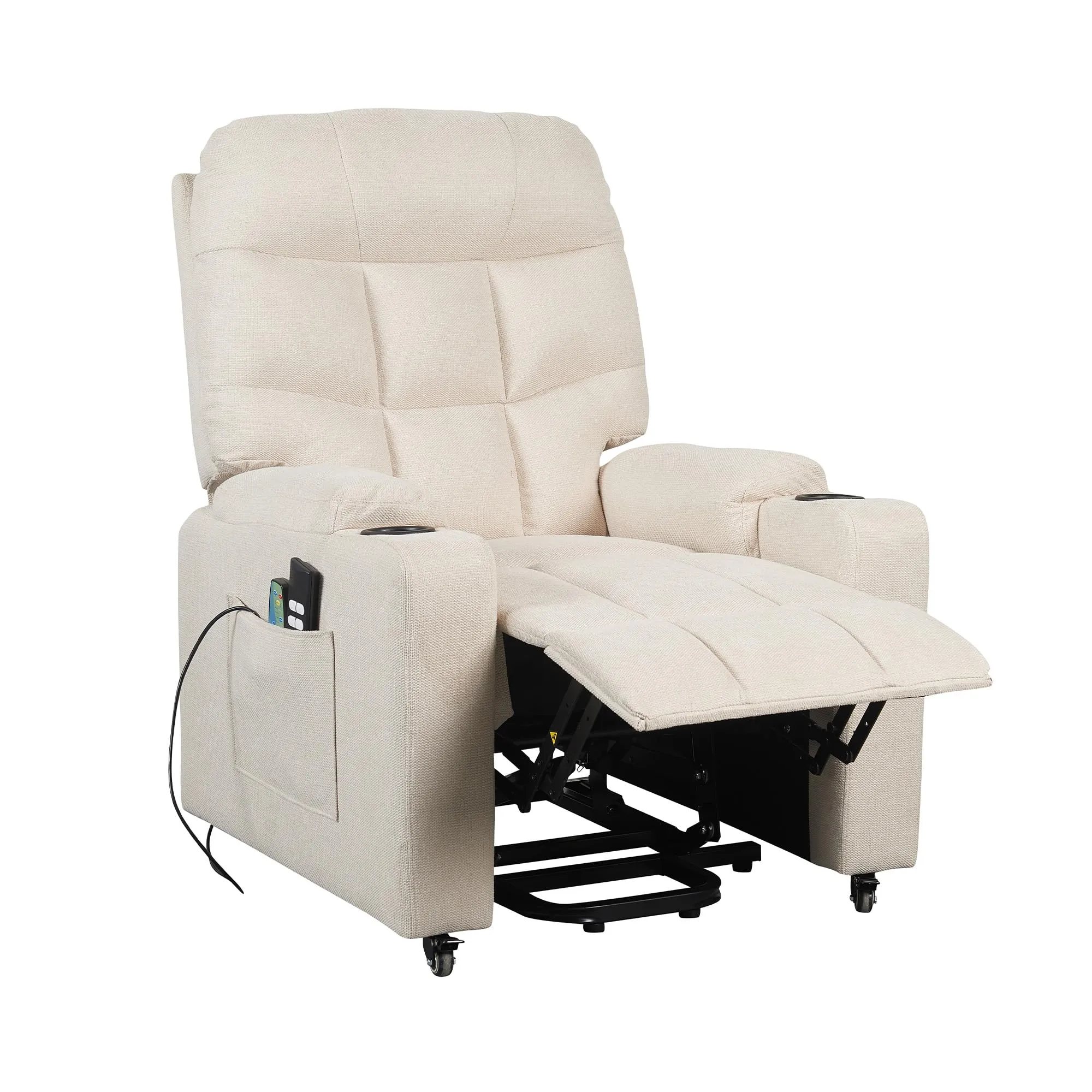Poltrone Italia Patty 2 Poltrona Relax Elettrica 2 Motori con Riscaldamento, Vibromassaggio e Kit 4 Ruote, Beige - immagine 3