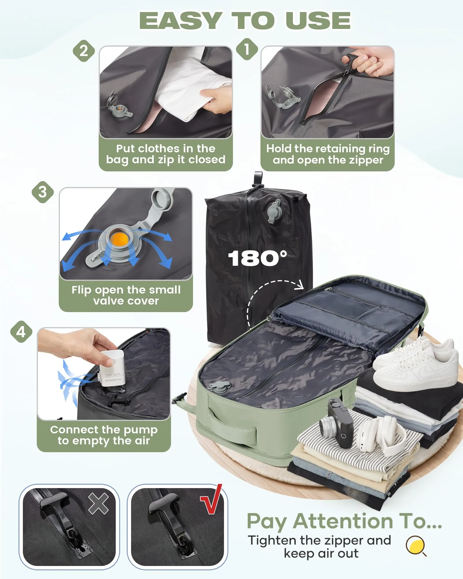 SZLX Zaino da Viaggio Sottovuoto con Pompa 40x30x20 per Ryanair, Wizzair, Easyjet, Impermeabile per Laptop 14 Pollici - immagine 5
