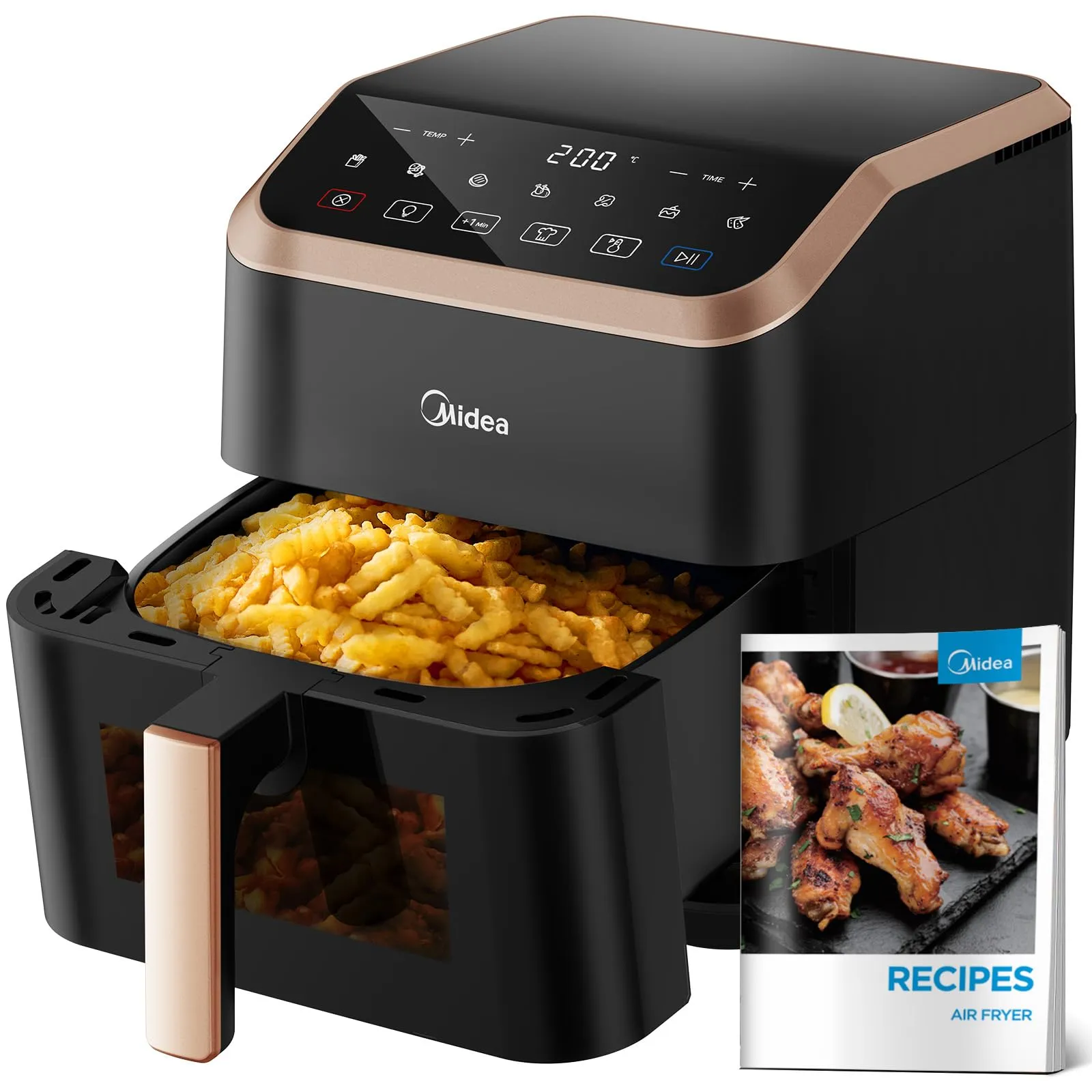 Midea Friggitrice ad Aria 5L HeatXpress con Vetro Trasparente - MAD55F8APKV - immagine 1