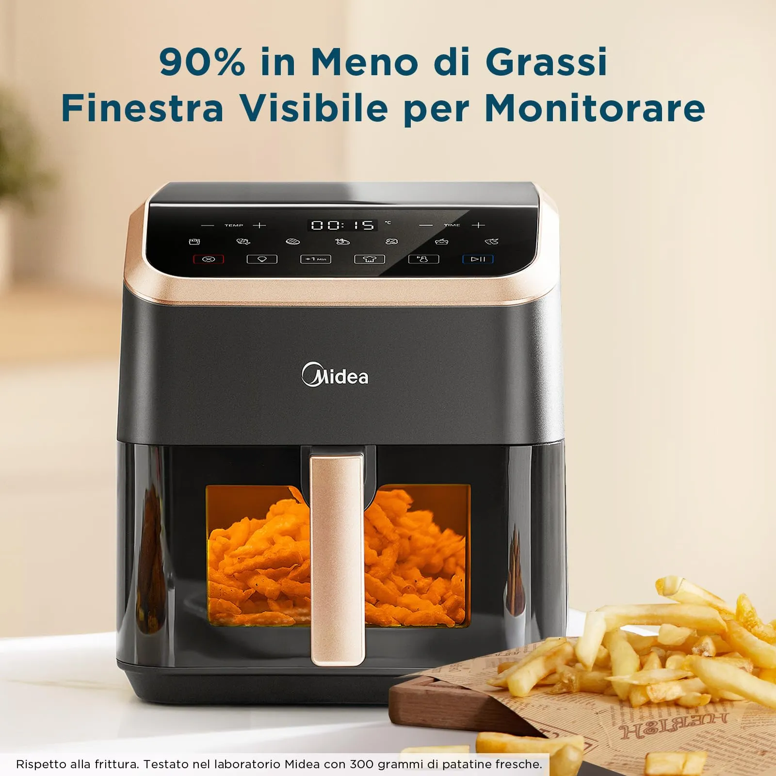 Midea Friggitrice ad Aria 5L HeatXpress con Vetro Trasparente - MAD55F8APKV - immagine 3