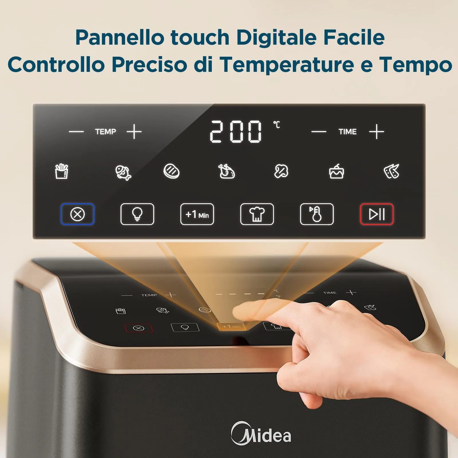 Midea Friggitrice ad Aria 5L HeatXpress con Vetro Trasparente - MAD55F8APKV - immagine 5